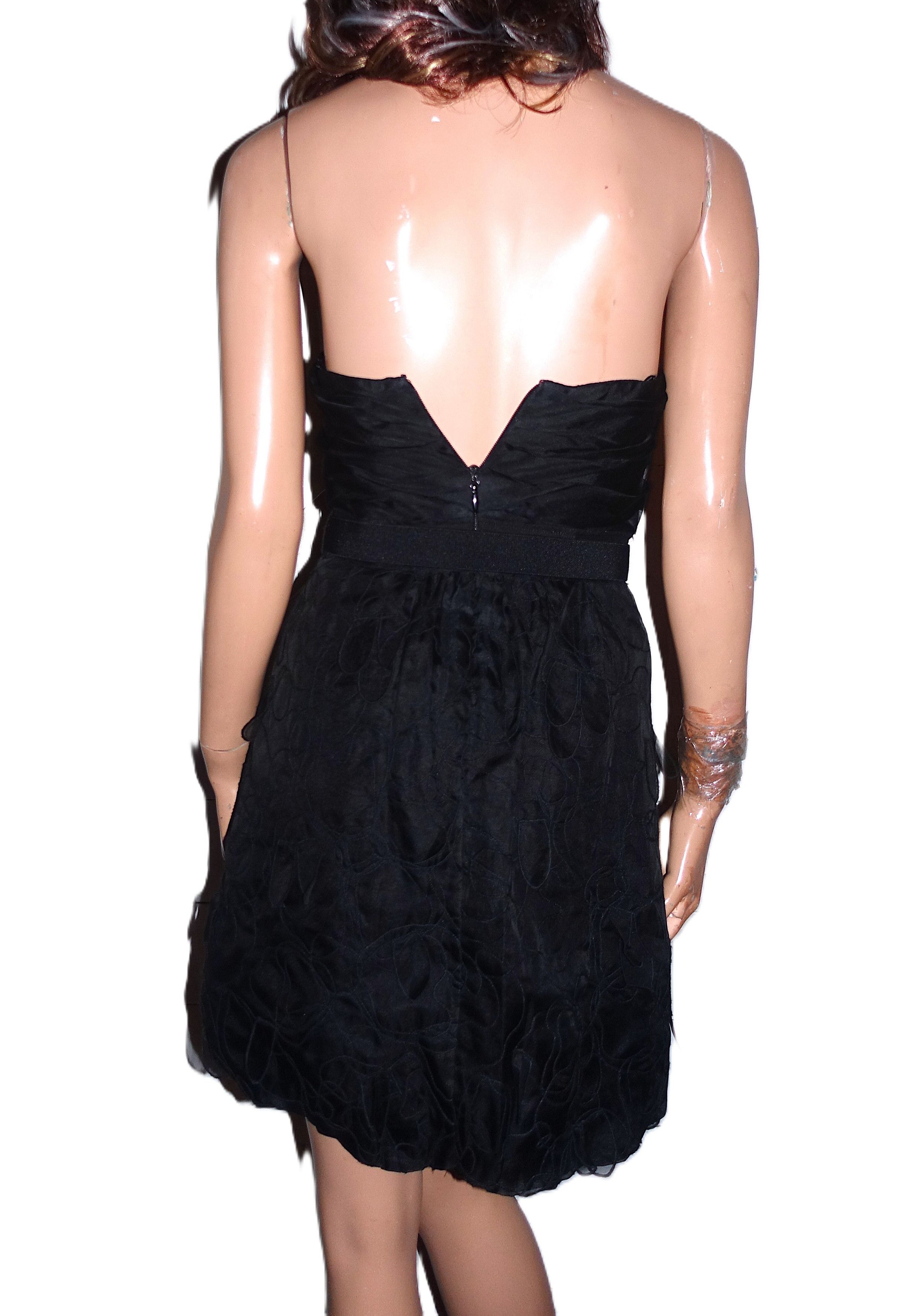 Bcbgmaxazria BCBGMaxazria Black Silk Leafy Party Dress 2 Size XS / US 0-2 / IT 36-38 - 5 Thumbnail