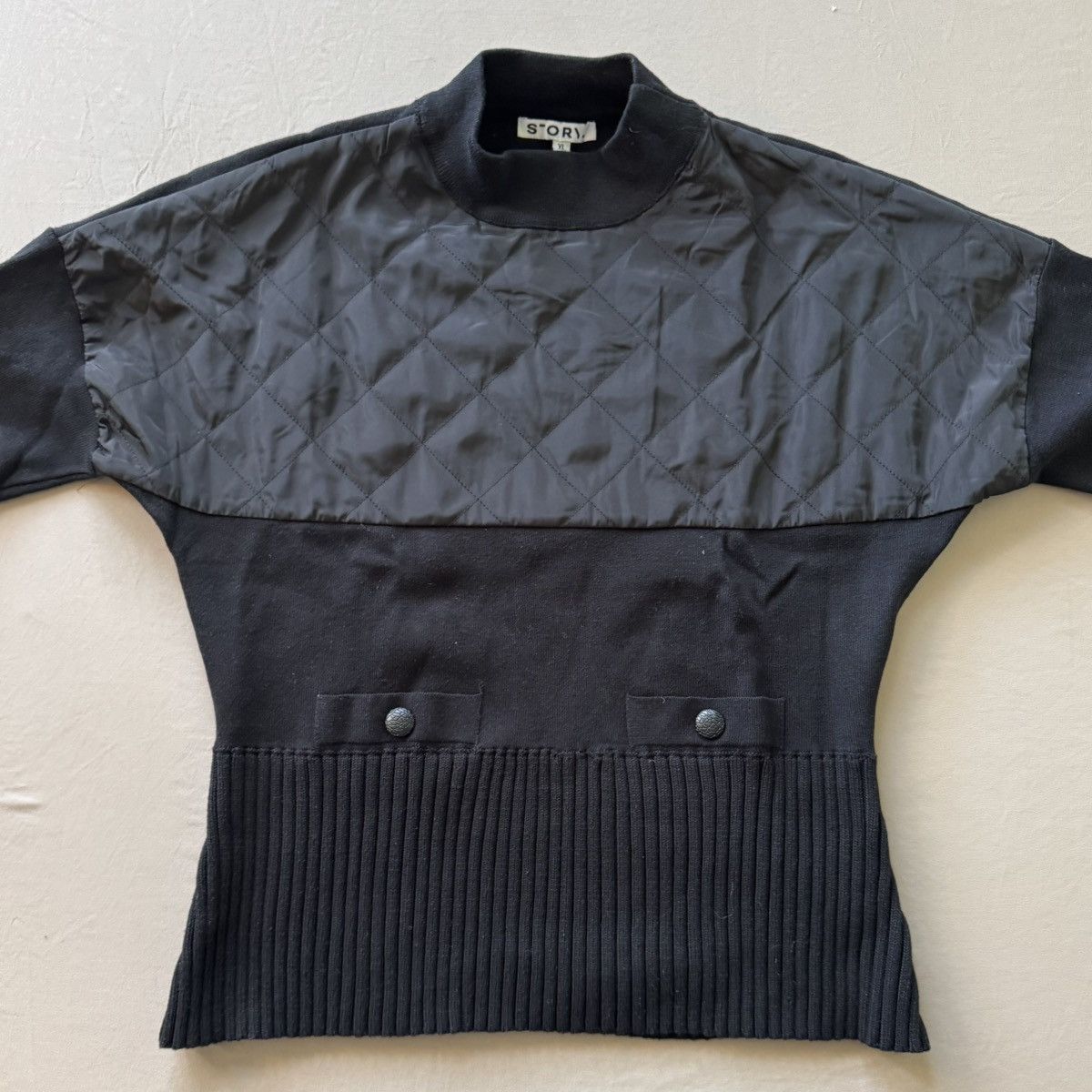 Other Cotton Wool Blend Quilted Mock Neck Sweater Size XL / US 12-14 / IT 48-50 - 5 Thumbnail