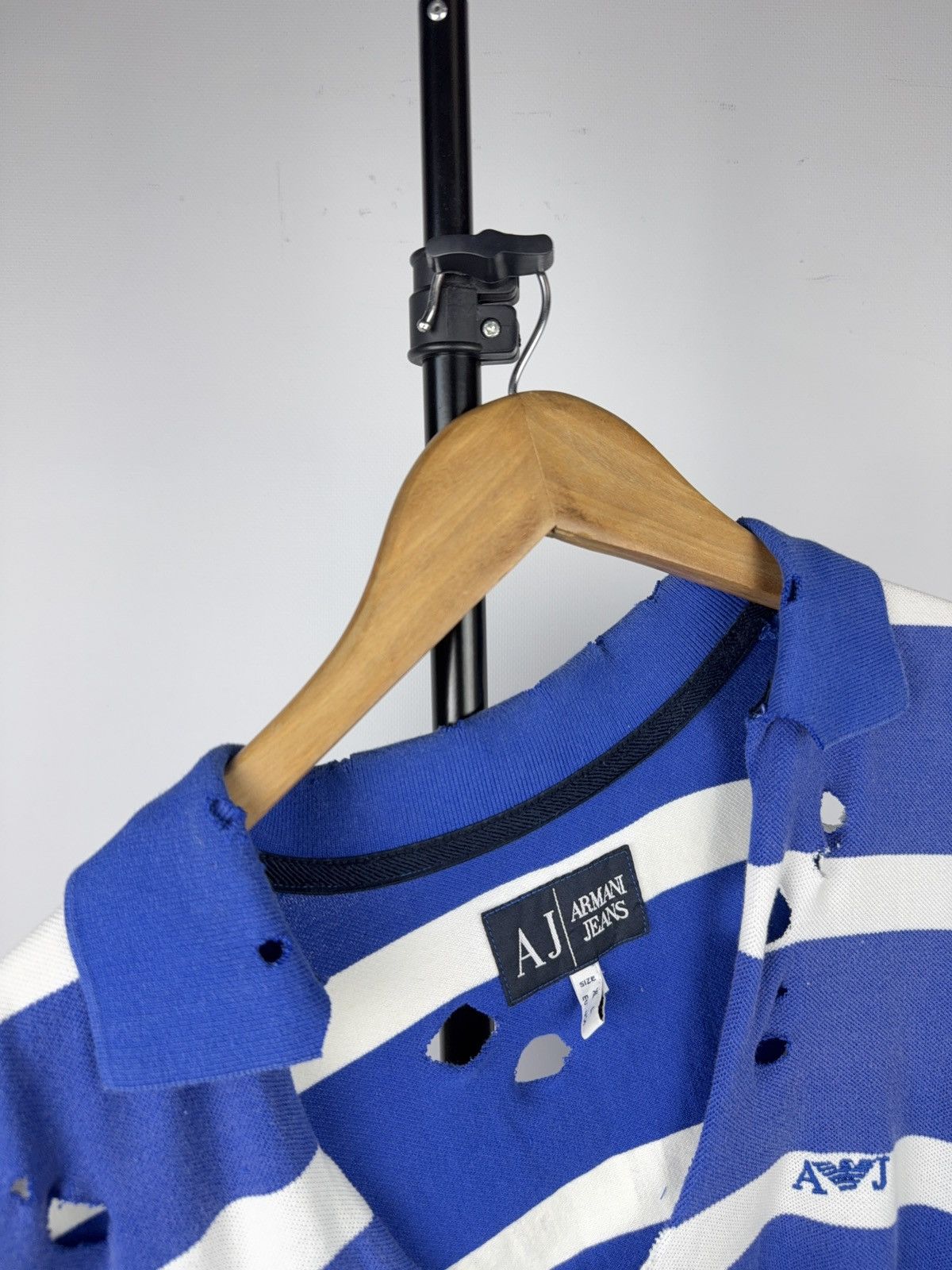 Armani Vintage 90s Armani Jeans Distressed Striped Polo Vest Y2K Size US L / EU 52-54 / 3 - 5 Thumbnail