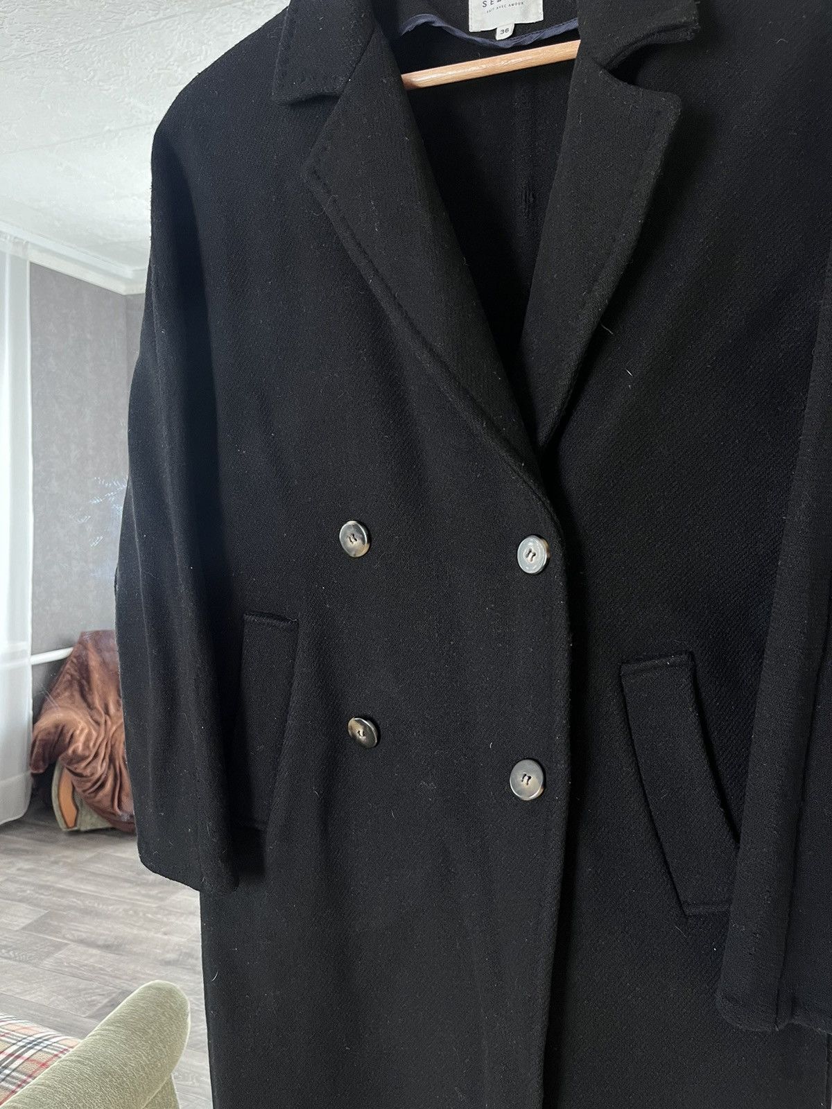 Sezane Sezane Wool Coat Black sz36 US4 Size S / US 4 / IT 40 - 3 Thumbnail