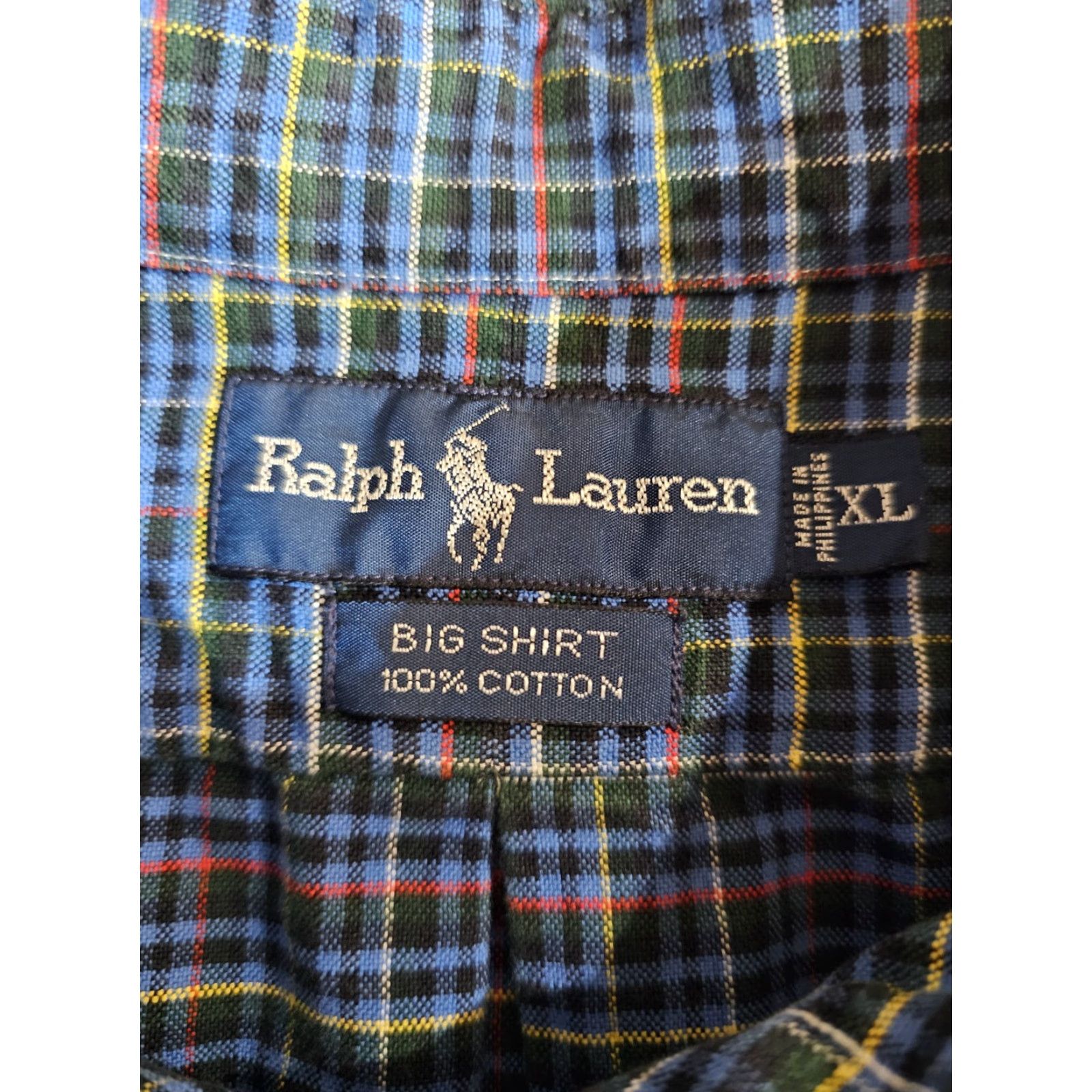 Ralph Lauren VINTAGE Ralph Lauren Big Shirt Button-Up Plaid Check Pony Logo Mens Size XL Blue Button-Down Collar 90s Classic, 100% Cotton, Regular Fit Size US XL / EU 56 / 4 - 7 Thumbnail