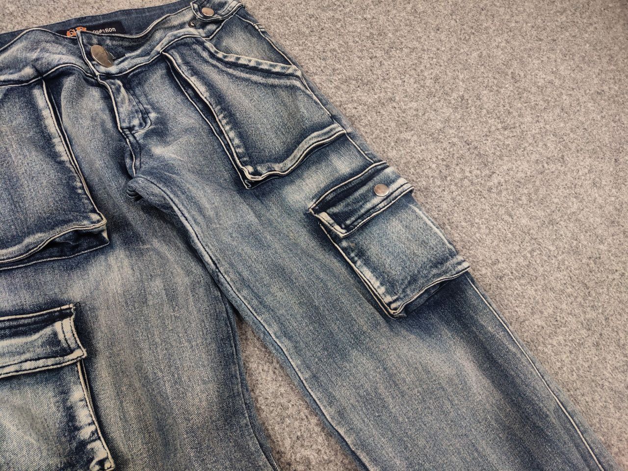 Le Grande Bleu (L.G.B.) GR Vintage Faded Y2K lGB Y2K Opium Style Cargo Flared Jeans Size 30" / US 8 / IT 44 - 8 Thumbnail