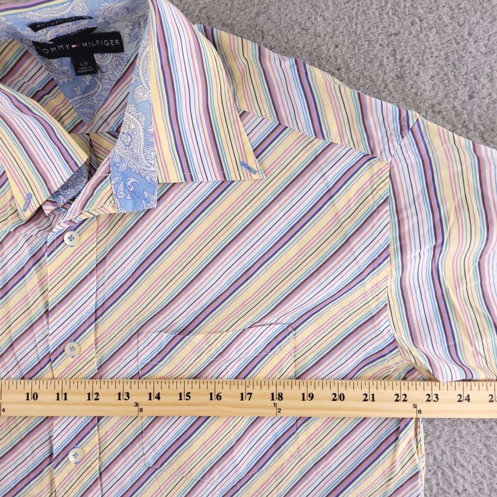 Tommy Hilfiger Tommy Hilfiger Shirt Mens Large Striped Club Shirt 80s Yellow Button-Up Short Sleeve Size US L / EU 52-54 / 3 - 6 Thumbnail