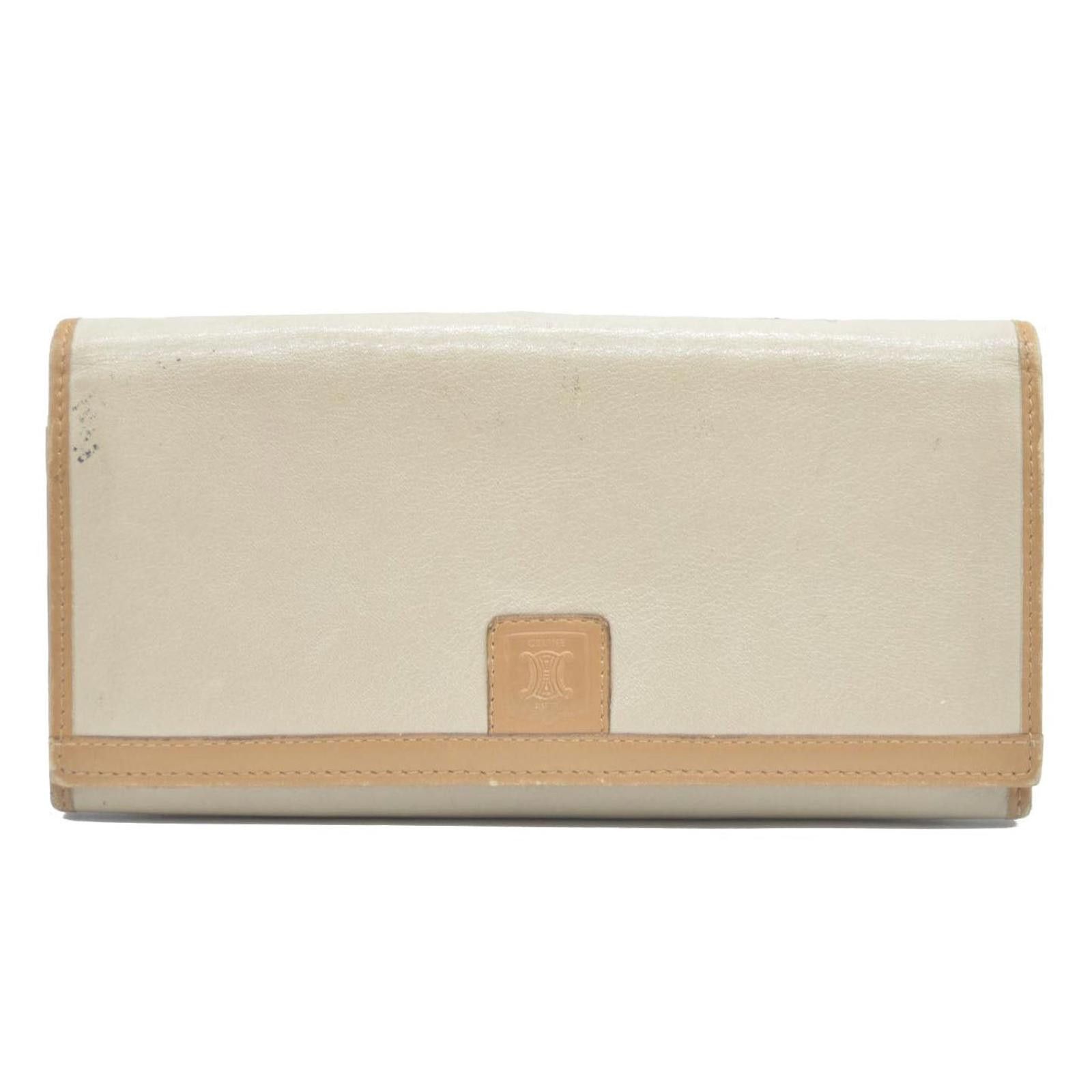 Celine CELINE Macadam Leather Long Bifold Wallet Beige Size ONE SIZE - 1 Thumbnail
