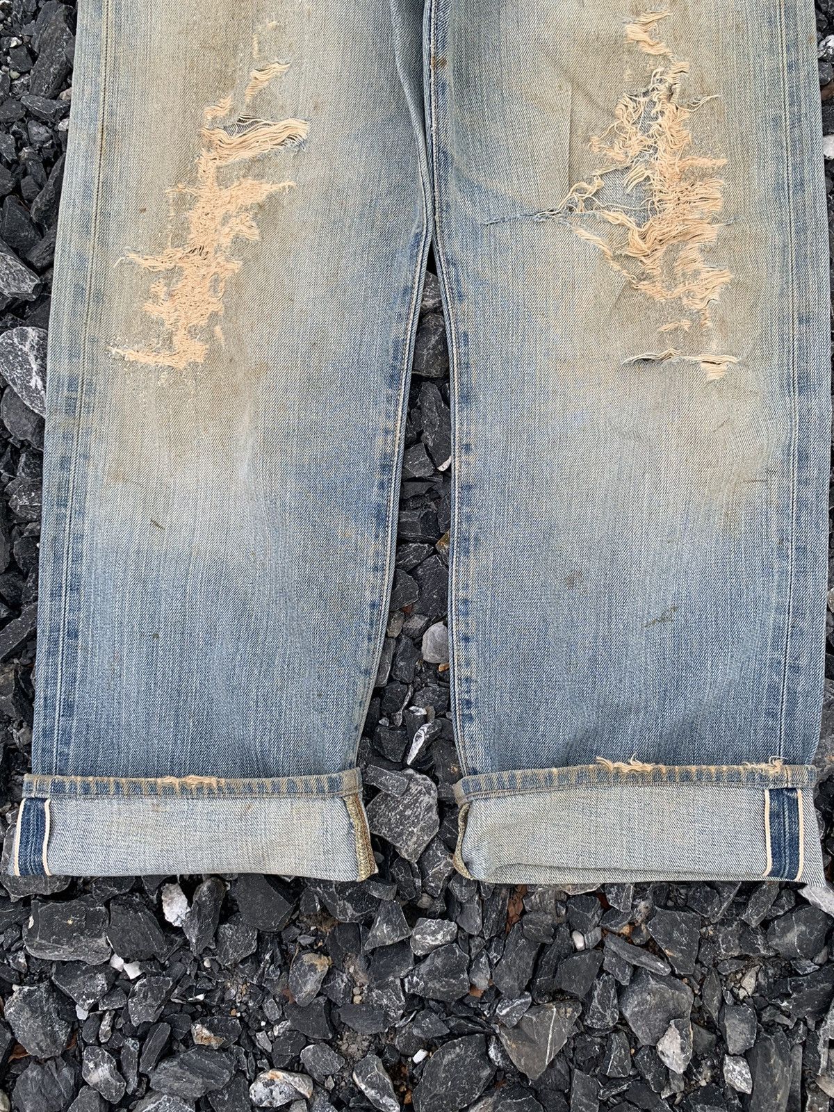 Kapital VINTAGE EDWIN 505 SELVEDGE FADED RUSTY DISTRESSED DENIM Size US 31 - 7 Thumbnail