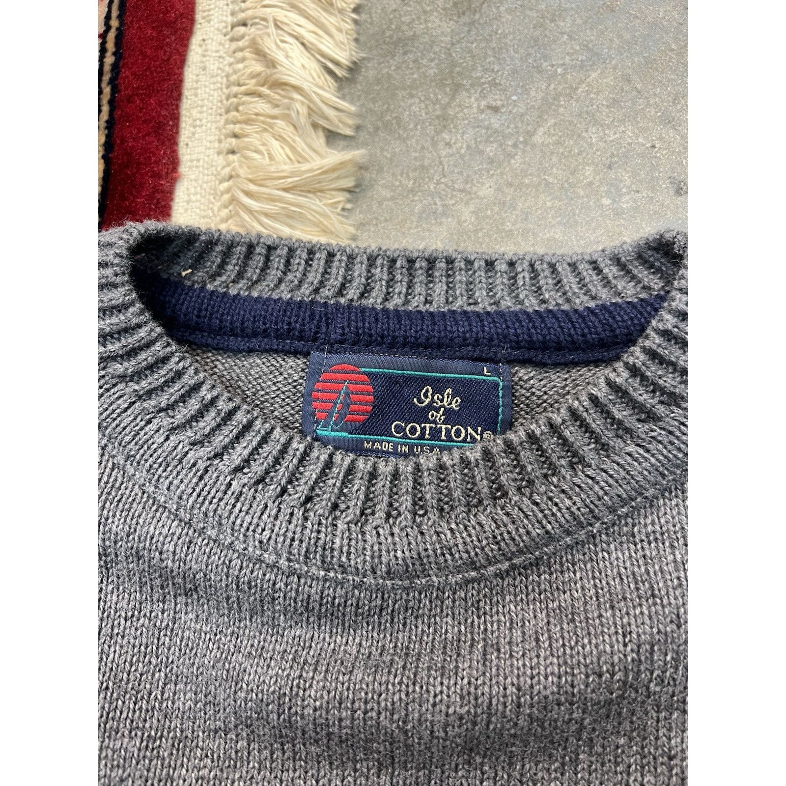 Other Vintage Isle of Cotton Sweater US Naval War Mens L Grey USA Size US L / EU 52-54 / 3 - 4 Thumbnail
