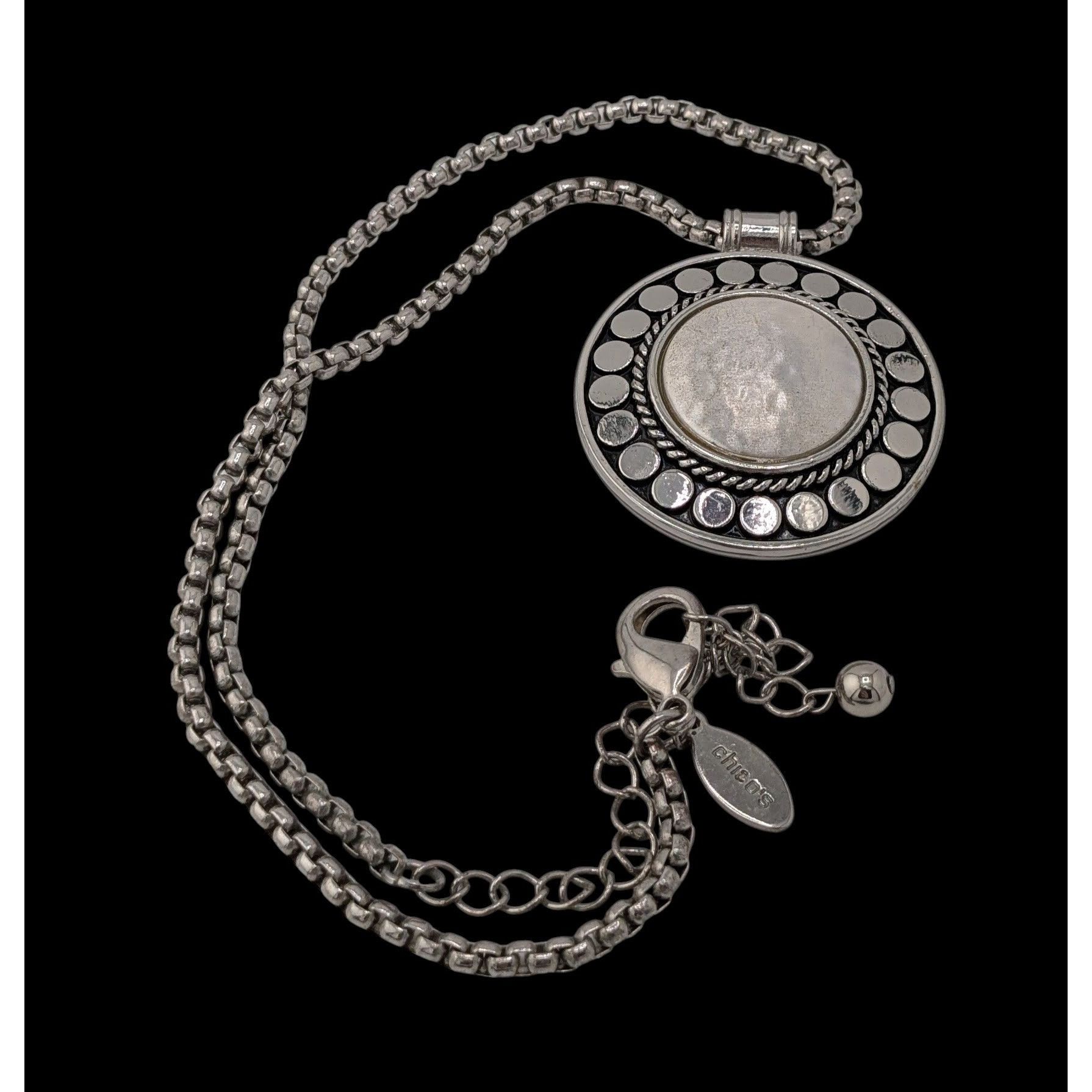 Chicos Vintage Chico's Brutalist Bohemian Silver Tone Medallion Nec Size ONE SIZE - 2 Thumbnail