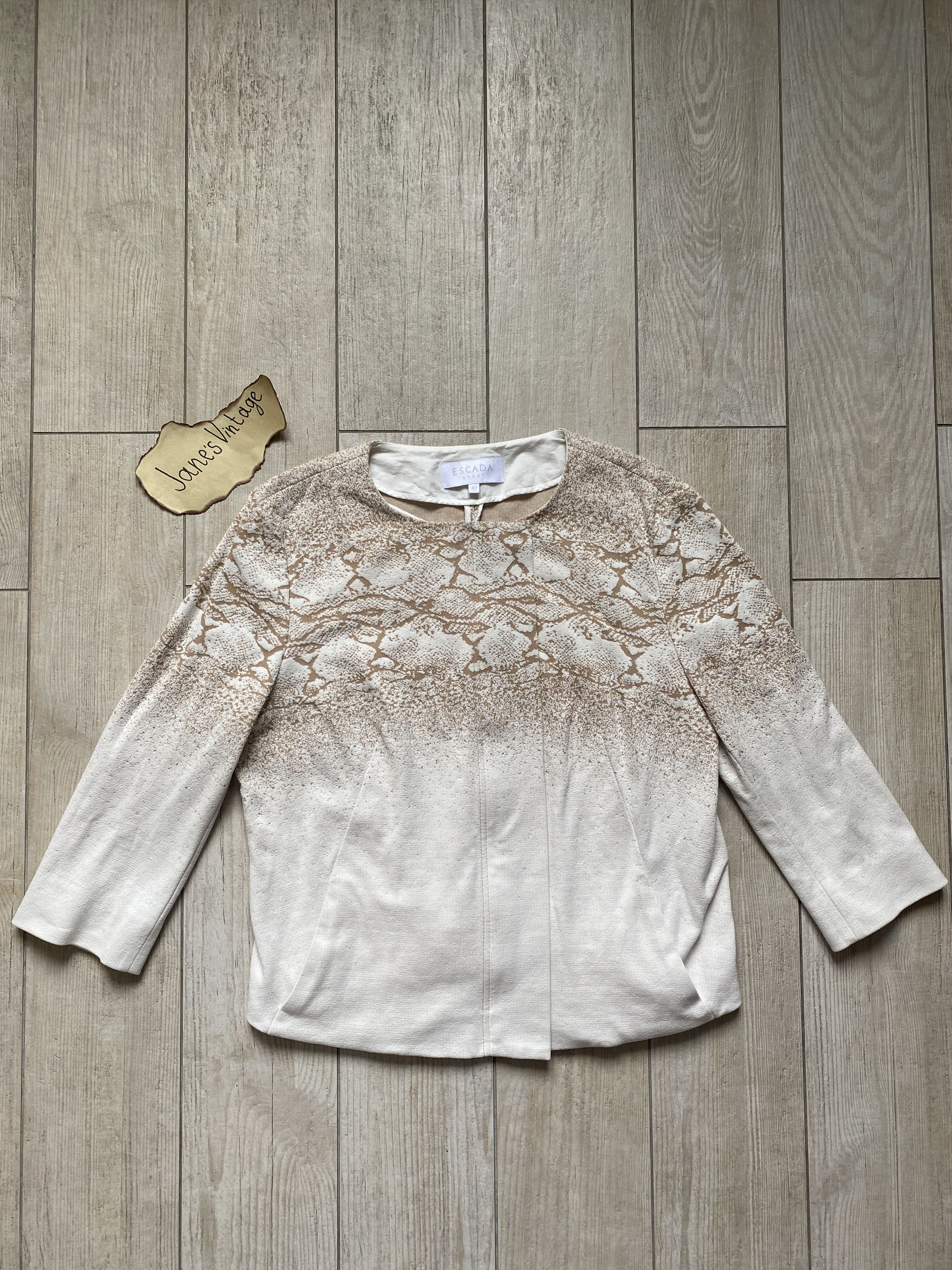 Escada Escada Beige Blazer-Style Cardigan – Animal Print Size M / US 6-8 / IT 42-44 - 1 Thumbnail