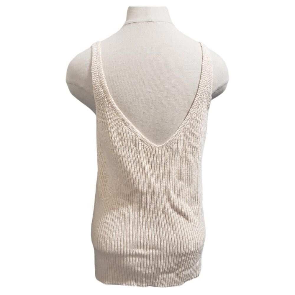 Designer CT1911 The Drop Ribbed Cream Sweater Tank S Size S / US 4 / IT 40 - 4 Thumbnail