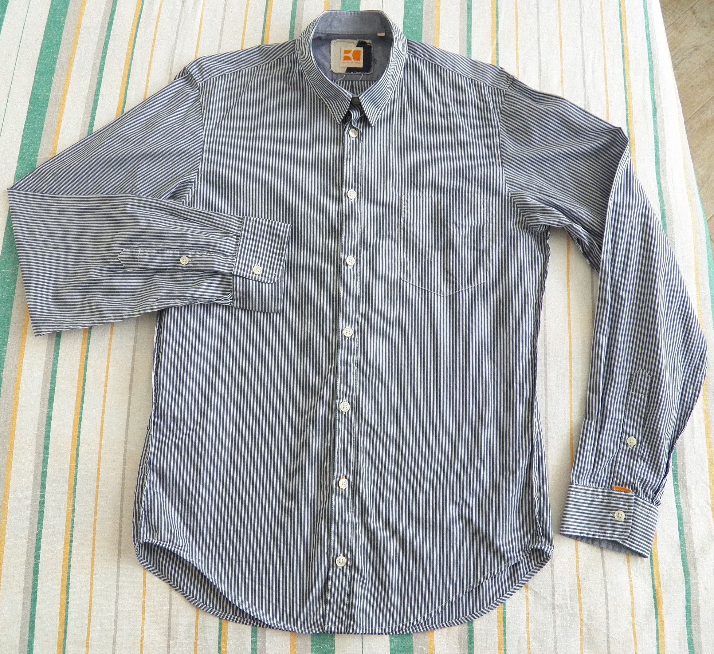 Hugo Boss Boss Orange Shirt blue stripe lightweight cotton long sleeve Size US M / EU 48-50 / 2 - 1 Thumbnail