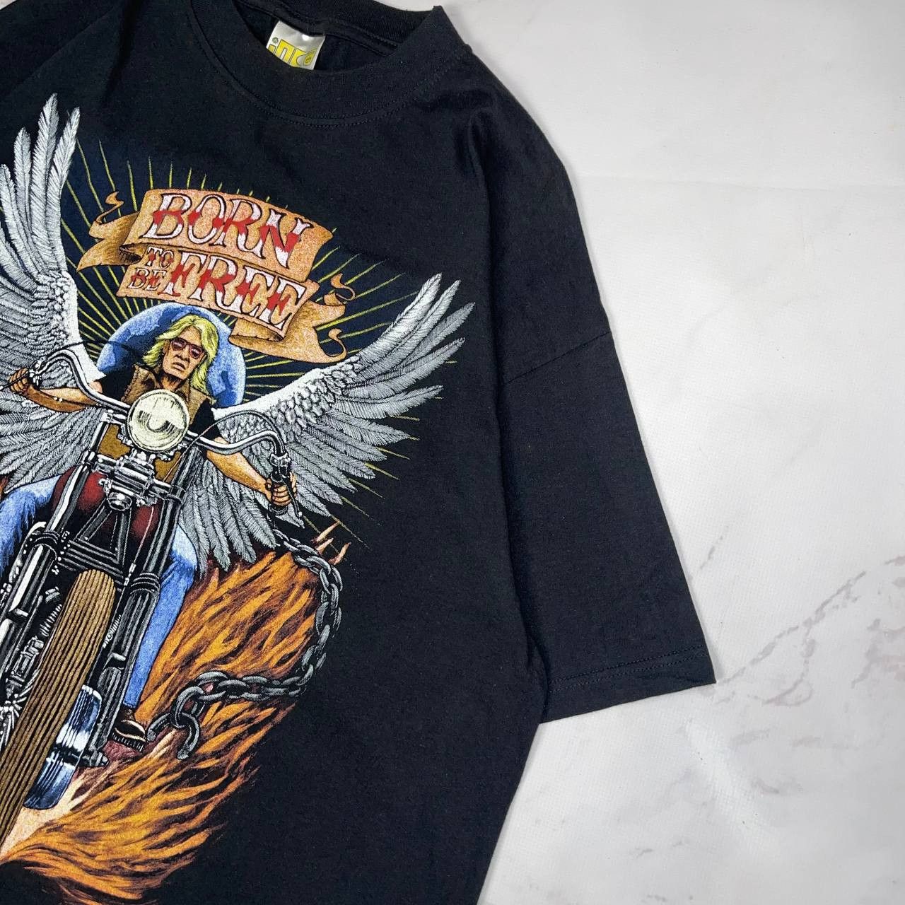Vintage Vintage Zip It London Born to be Free Biker Tee Black Size L Size US L / EU 52-54 / 3 - 3 Thumbnail