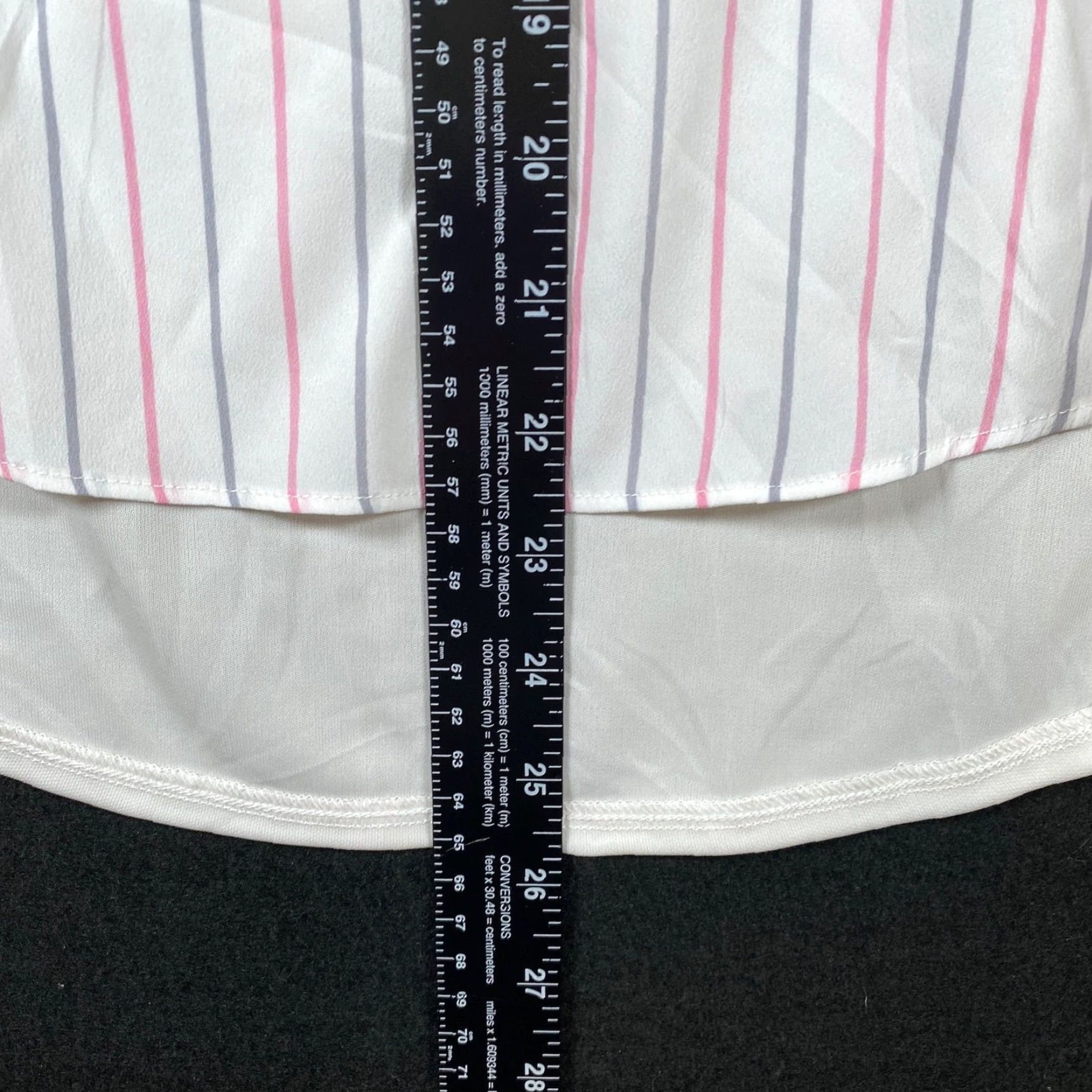 Ann Taylor VINTAGE Ann Taylor Blouse White Striped Sleeveless Tank Hi Lo Stretch Small Size S / US 4 / IT 40 - 7 Thumbnail