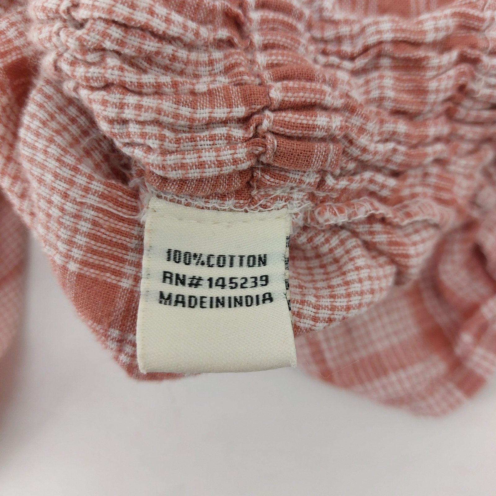 Other Sim & Sam Women's Top 90s Y2K Smocked Plaid Pink Shortsleeve Size L / US 10 / IT 46 - 5 Thumbnail