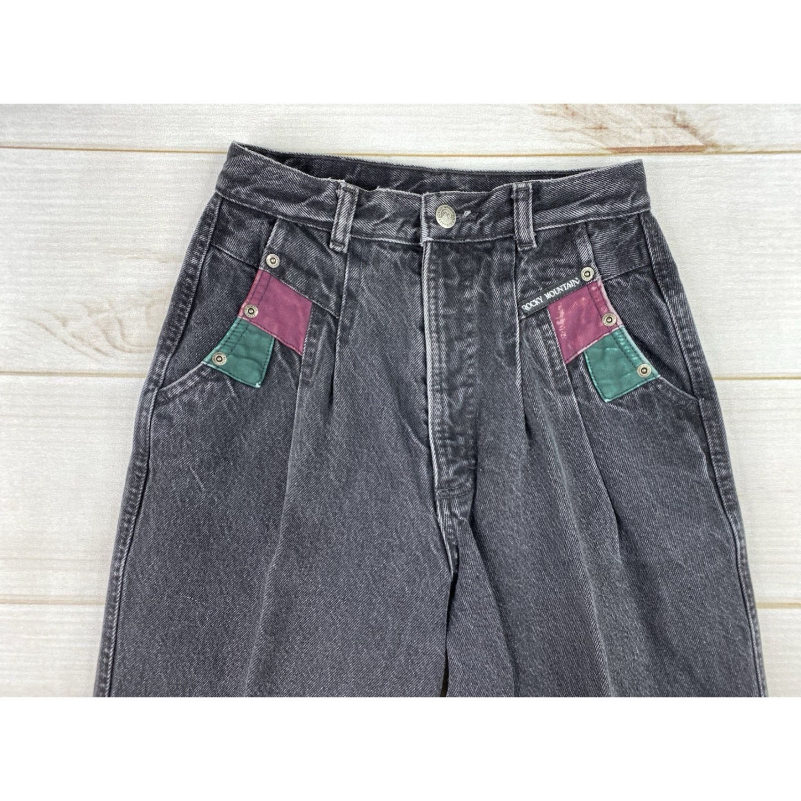 Vintage VINTAGE Rockies Jeans 27/5 Black Charcoal Western Leather Detail USA Made 90s Denim Jeans Womens Regular 27/5 Black Western 90s Rockies Jeans Size 27" / US 4 / IT 40 - 2 Thumbnail