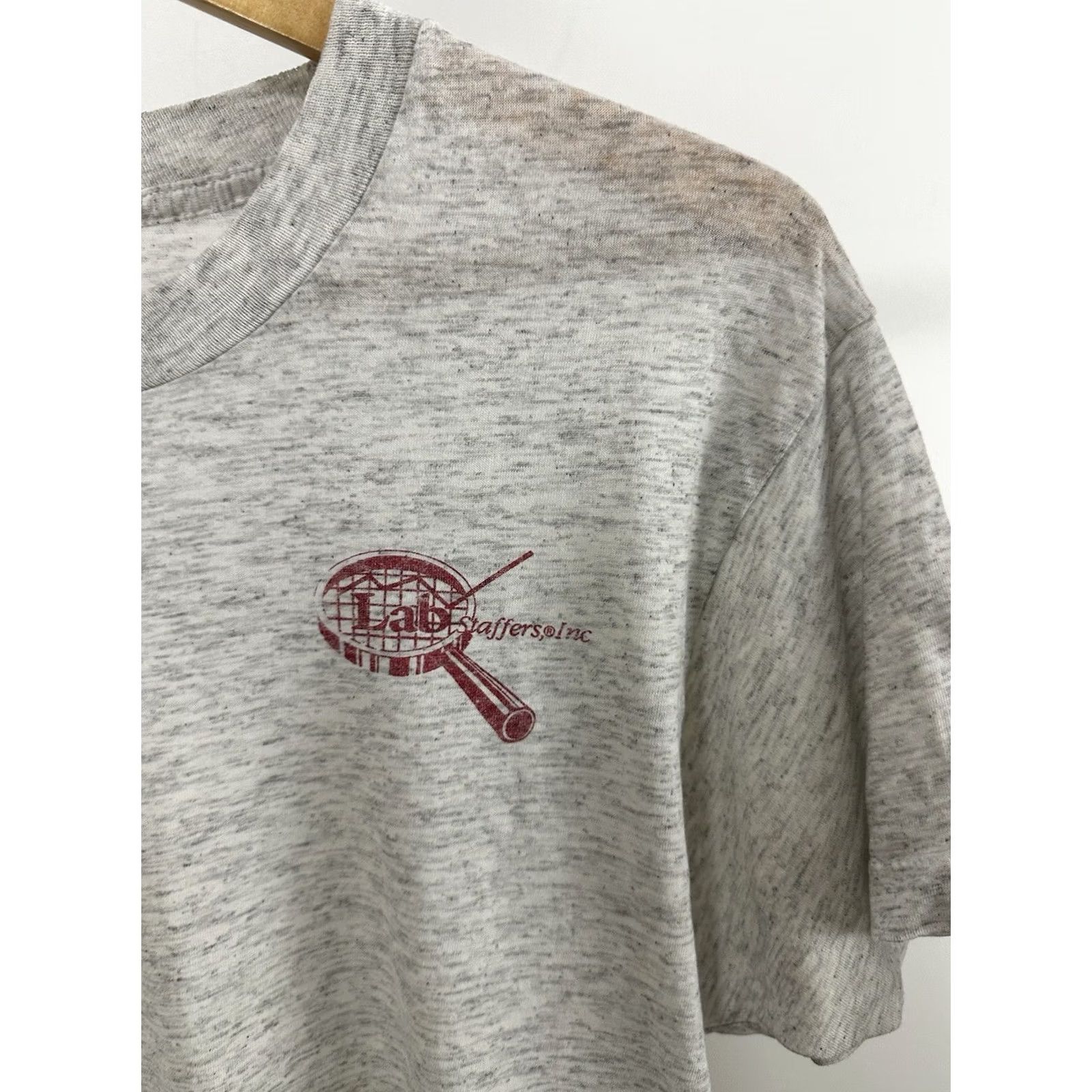 Vintage VTG 80s Lab Staffers Super Worn Paper Thin Burnout WIP Work T-Shirt Size L Shirt Mens Heather Gray Distressed Grunge 90s Size US L / EU 52-54 / 3 - 3 Thumbnail