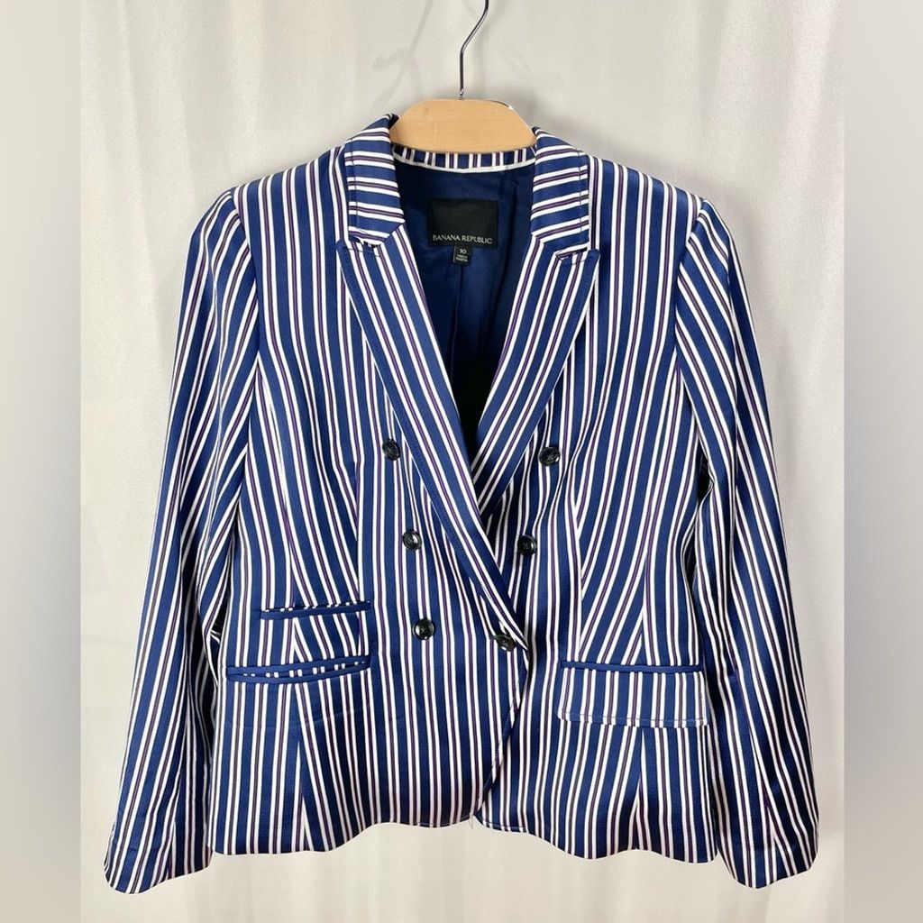 Banana Republic Banana Republic Striped Double Breasted Dickie Blazer US 10 Size L / US 10 / IT 46 - 4 Thumbnail