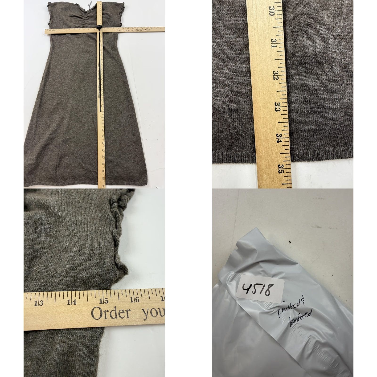 Vintage Knitted & Knotted Sweater Dress Womens S Short Cap Sleeve Brown Knit Ruffle Pullover Casual Fall Winter Size S / US 4 / IT 40 - 8 Thumbnail