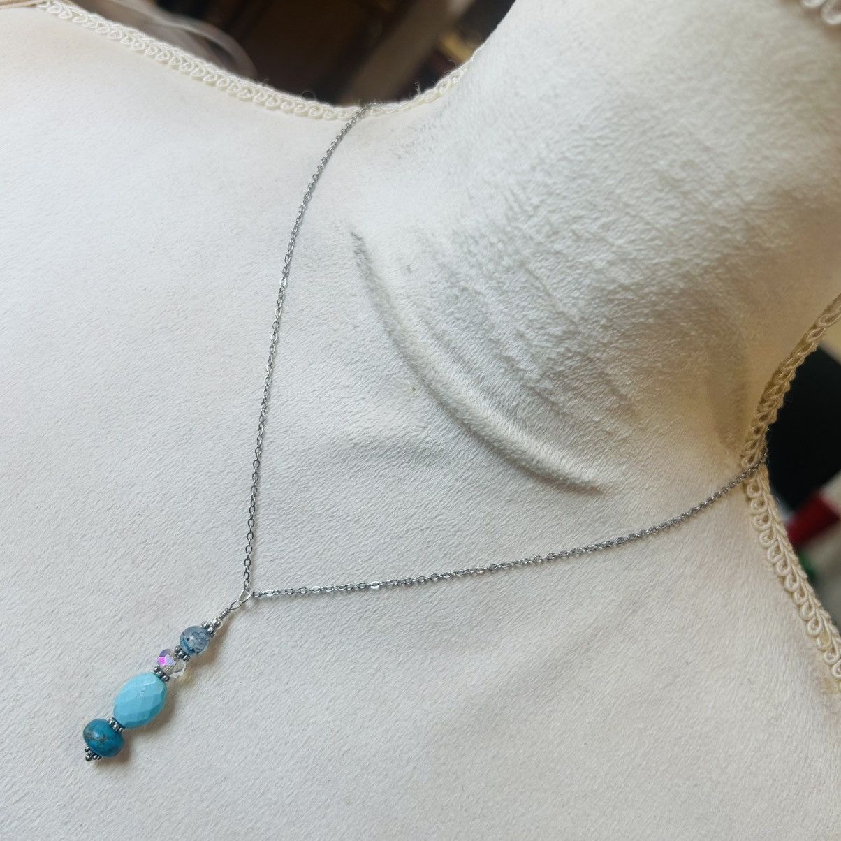 Handmade Handcrafted amazonite dragon vein agate crystal necklace set Size ONE SIZE - 3 Thumbnail