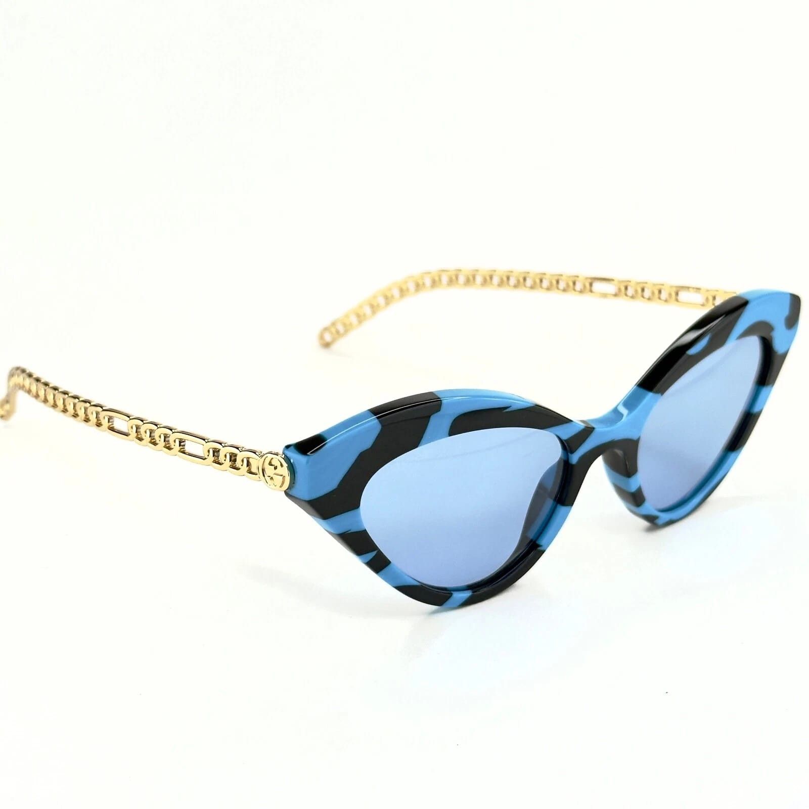 Gucci GUCCI GG0978S CHAIN 0978 Gold Black Blue Heart Charm 005 Size ONE SIZE - 7 Thumbnail