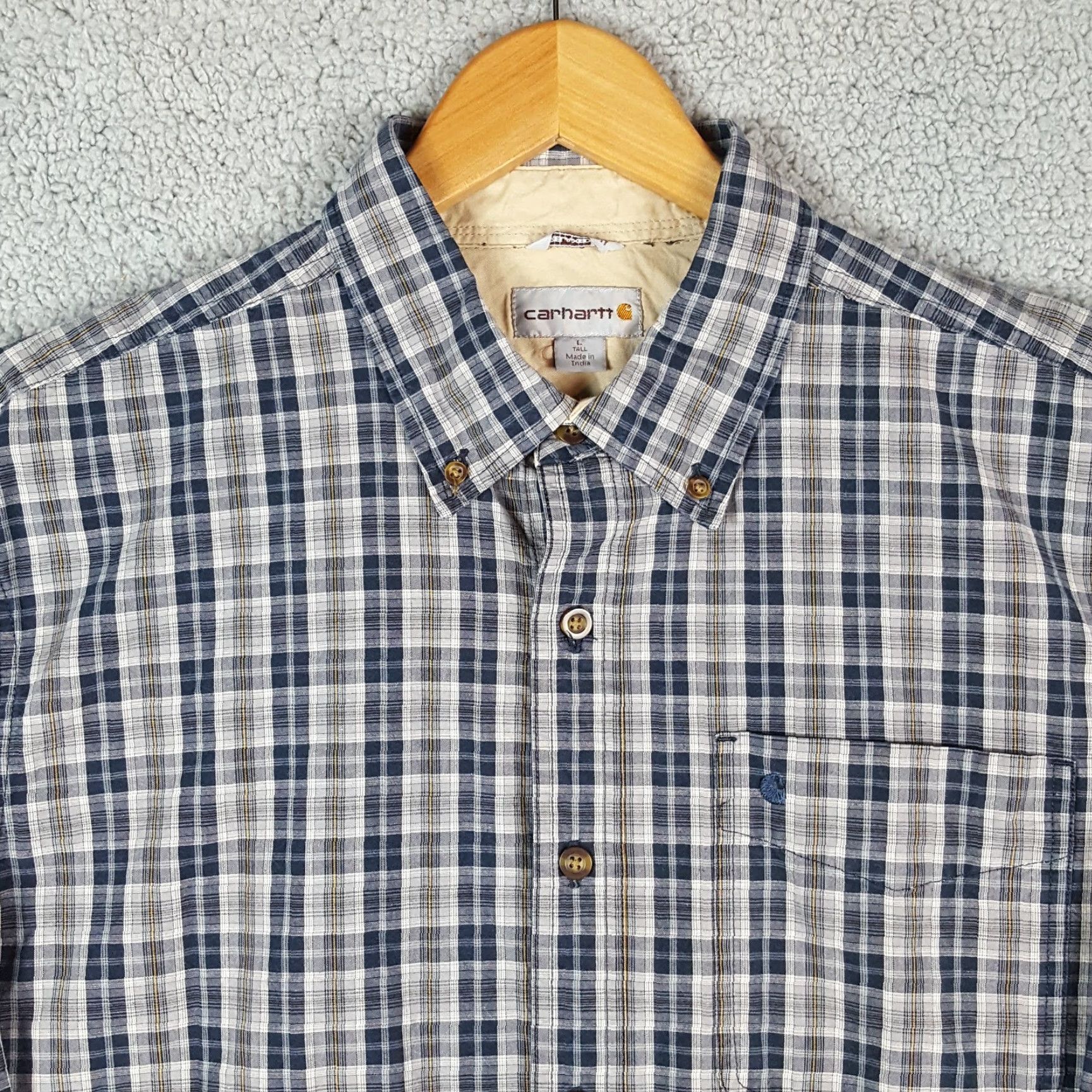 Carhartt Carhartt Plaid Button-Up Dress Shirt Men's Large Long Sleeve Collared Workwear Multicolor Classic Retro Size 42R - 2 Thumbnail