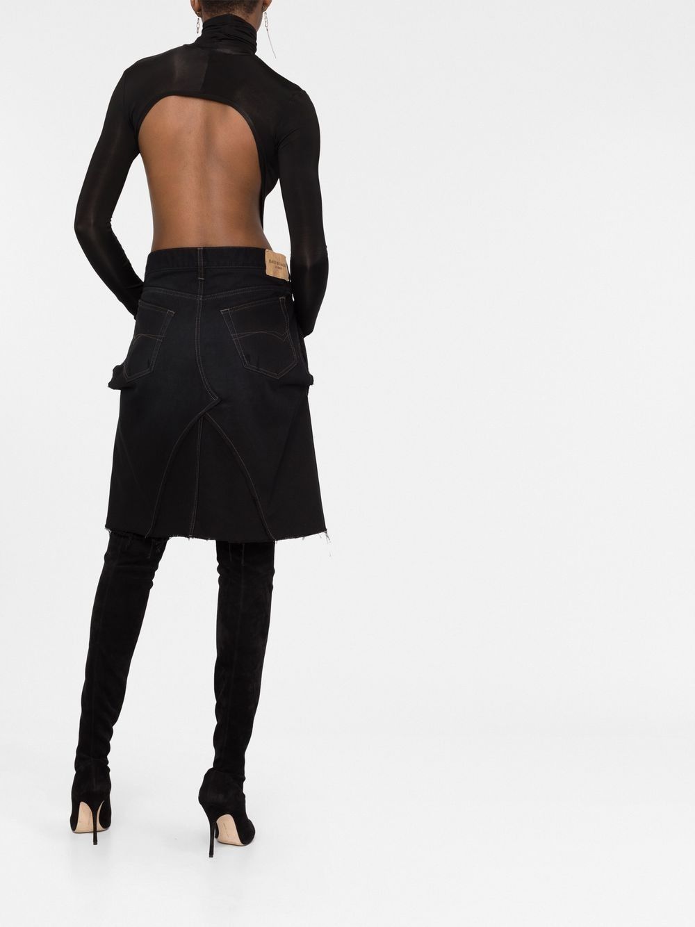 Balenciaga o1y0625 Denim Midi Skirt in Black Size 28" / US 6 / IT 42 - 4 Thumbnail