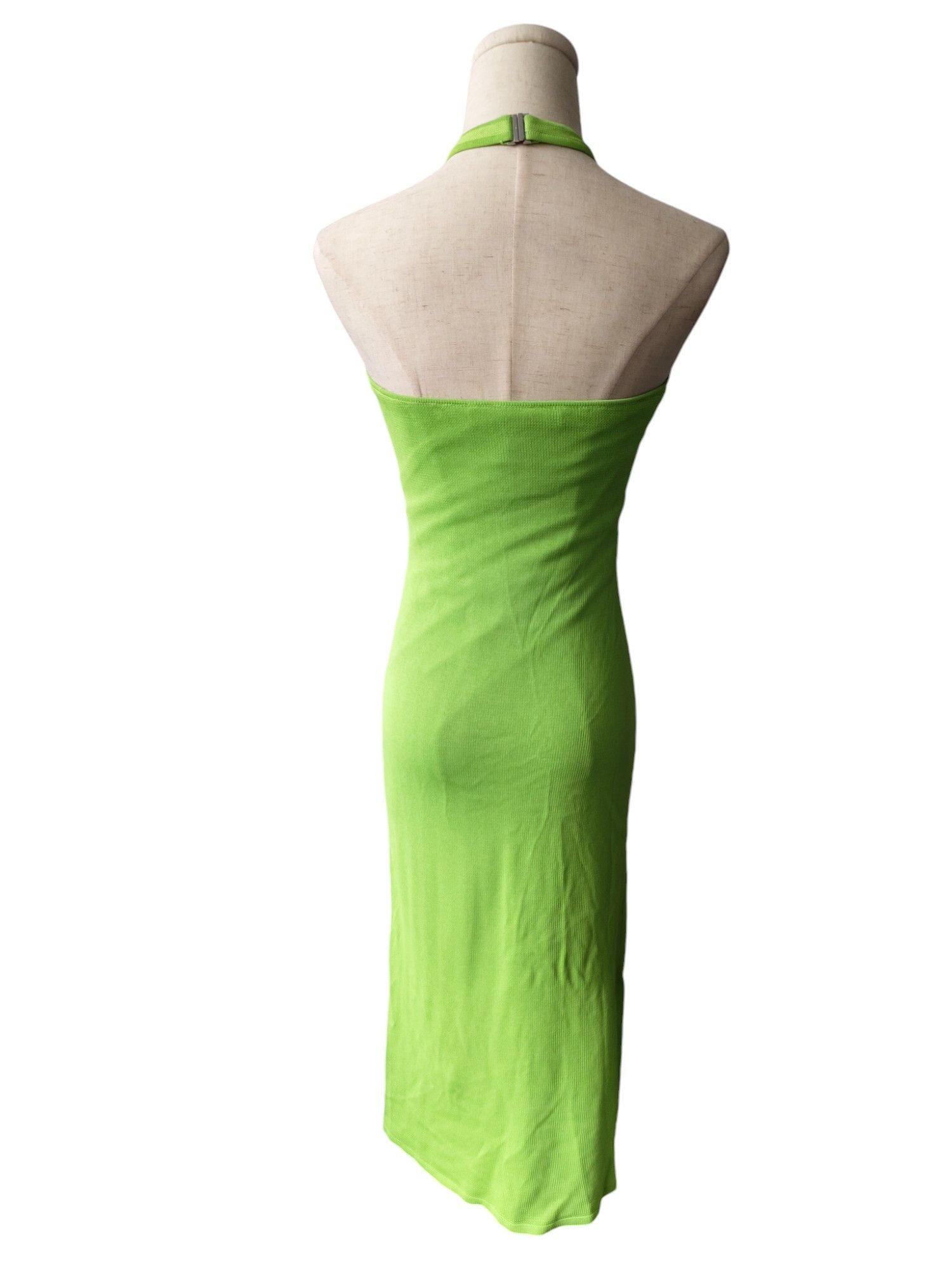 Neon Green Halter Neck Knit Dress