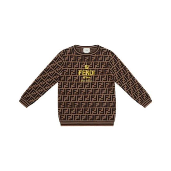 Fendi Fendi Kids Brown Logo Sweater FW23 -2507 Size US M / EU 48-50 / 2 - 1 Thumbnail