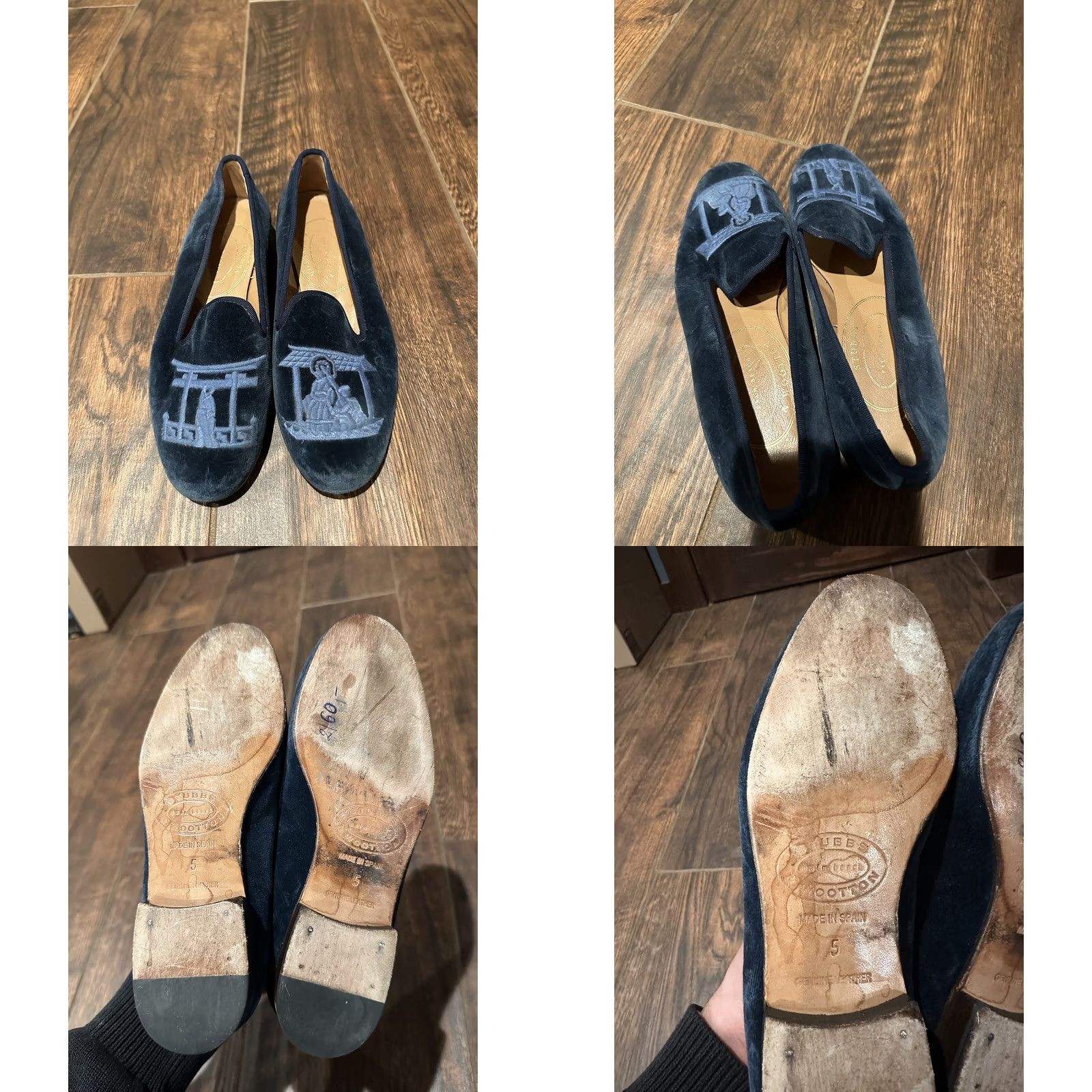 Velvet VINTAGE Stubbs Wootton Blue Velvet Loafers Flat Womens Sz 5 Size US 5 / IT 35 - 8 Thumbnail