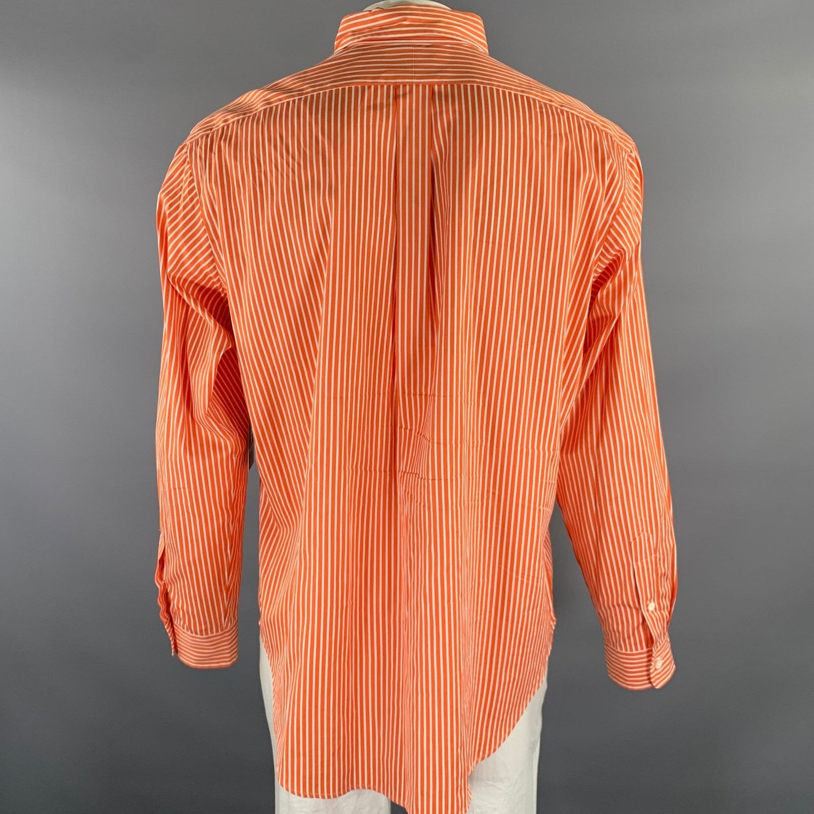 Ralph Lauren XL Orange White Stripe Cotton Button Down LS Shirt Size US XL / EU 56 / 4 - 4 Thumbnail