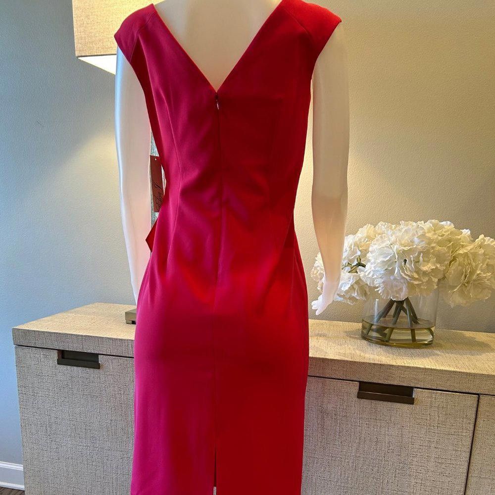 Designer Eliza J Cap Sleeve Drape Crepe Sheath Dress Size M / US 6-8 / IT 42-44 - 5 Thumbnail
