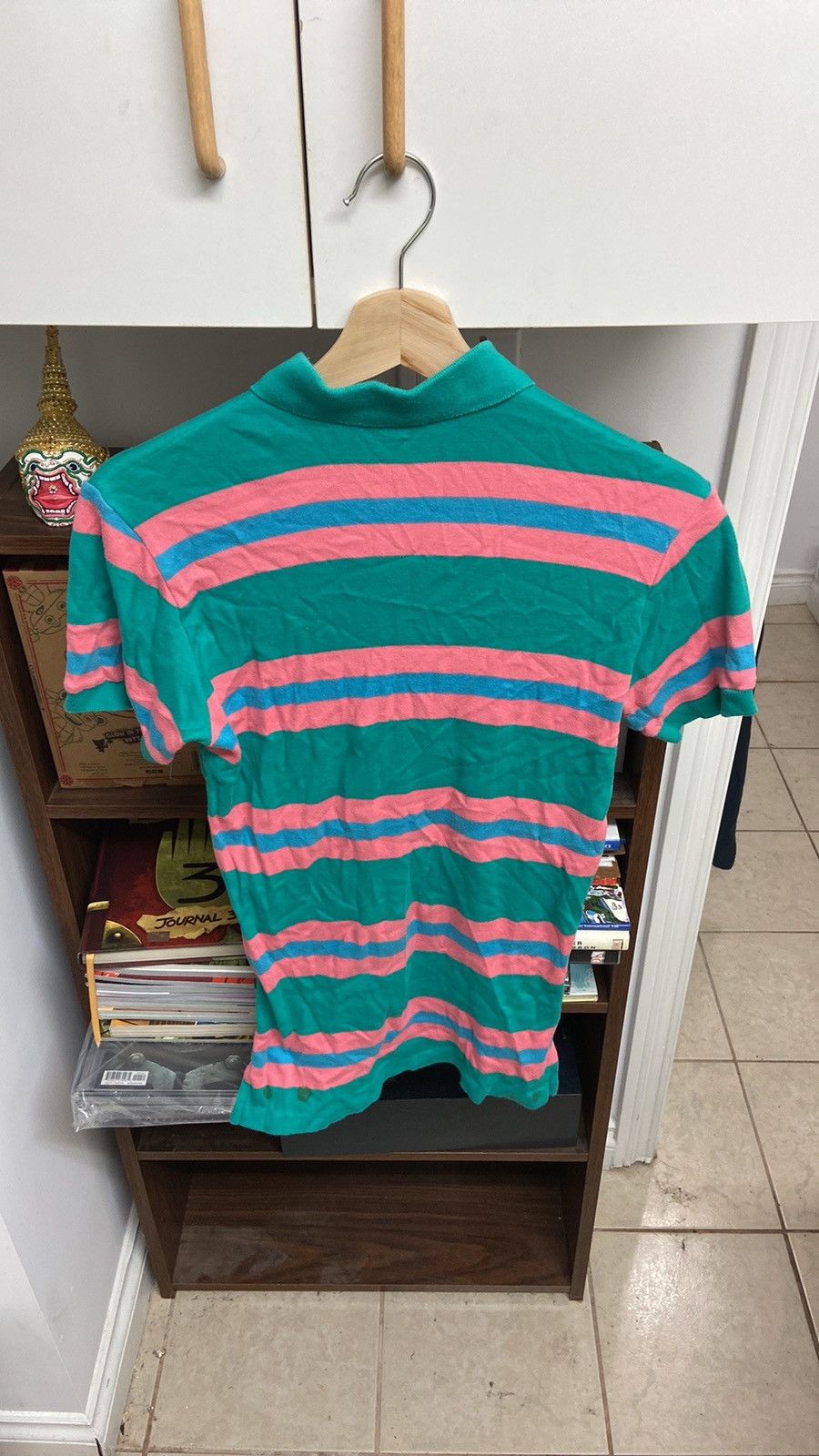 Polo Ralph Lauren × Vintage VTG Polo by Ralph Lauren Men's Green and Pink Striped Shirt Size US S / EU 44-46 / 1 - 4 Thumbnail