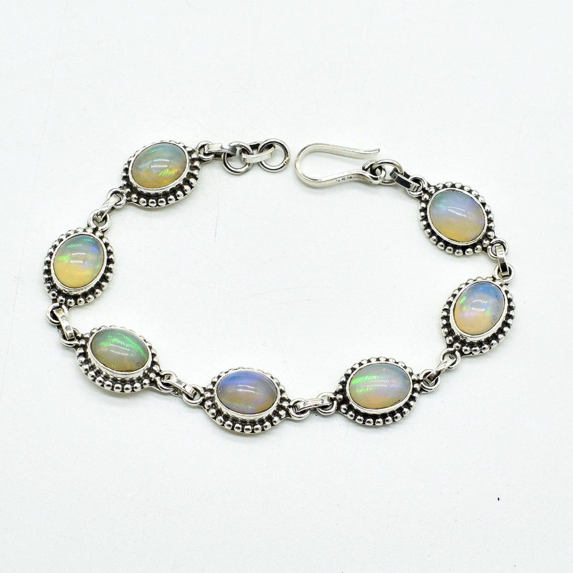 Handmade Natural Ethiopian Opal Gemstone Bracelet, AA Opal Bracelet Size ONE SIZE - 5 Thumbnail