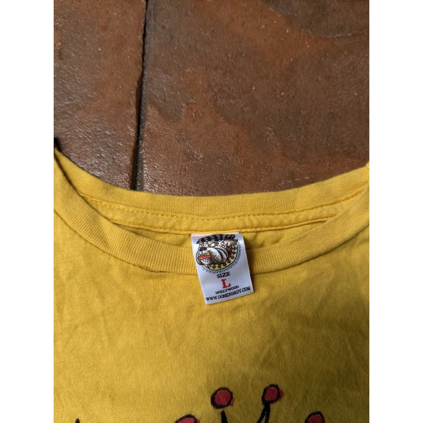 Ed Hardy VINTAGE Ed Hardy T-Shirt NYC Skull Tattoo 1990s Grunge Yellow Large Mens L Short Sleeve Crew Neck Graphic Print Made In USA Size US L / EU 52-54 / 3 - 2 Thumbnail
