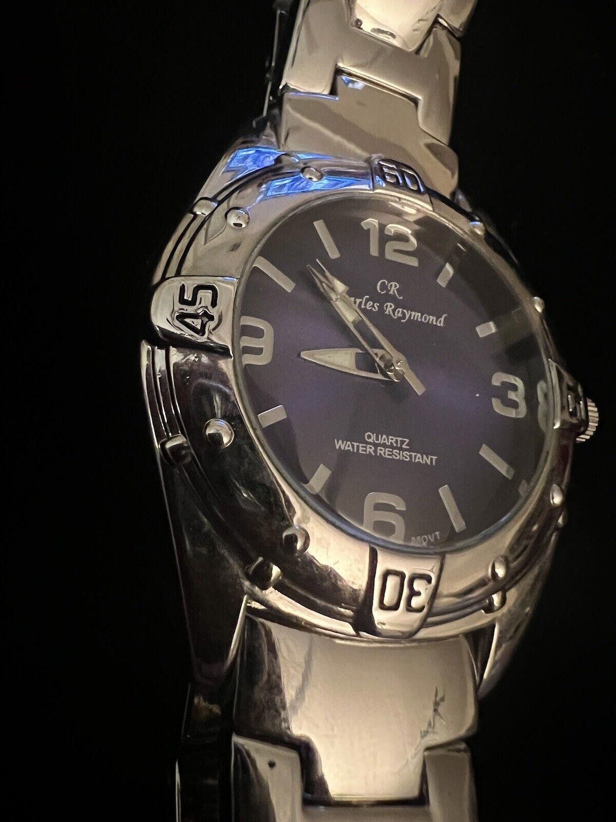 Designer VTG Charles Raymond Man's Quartz Watch Working Blue Dial Size ONE SIZE - 3 Thumbnail