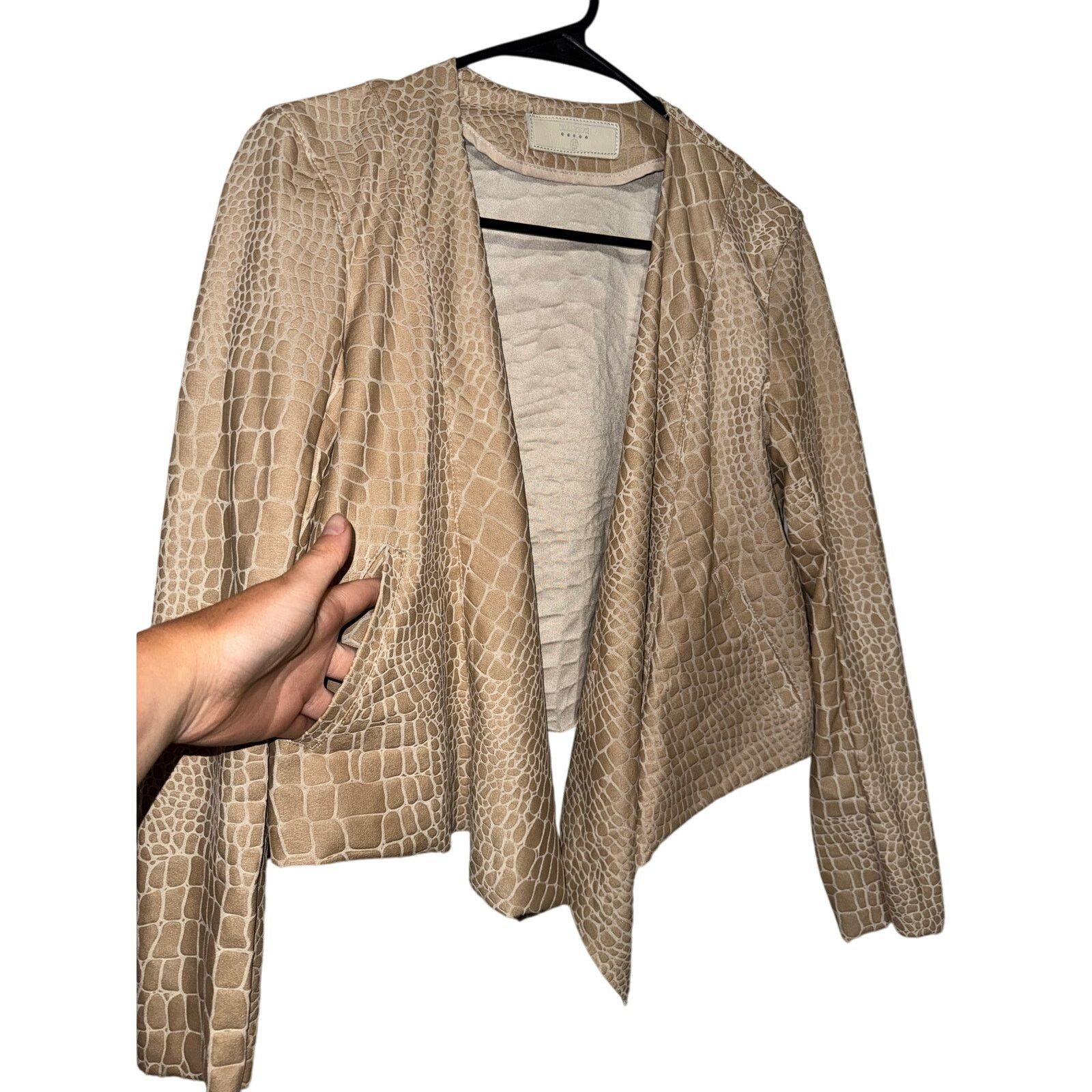 BLANKNYC Blank NYC Tan Croc Embossed Faux Leather Blazer - XS Size XS / US 0-2 / IT 36-38 - 2 Thumbnail