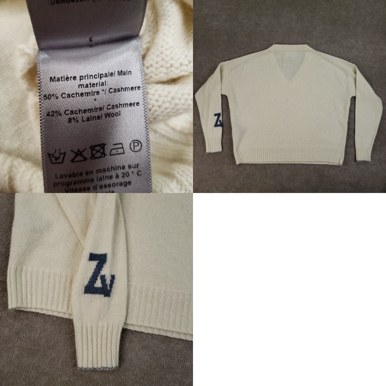 Zadig & Voltaire Zadig & Voltaire Sweater Womens Large Beige Rosy V-Neck Pullover Cashmere Italy Size L / US 10 / IT 46 - 8 Thumbnail