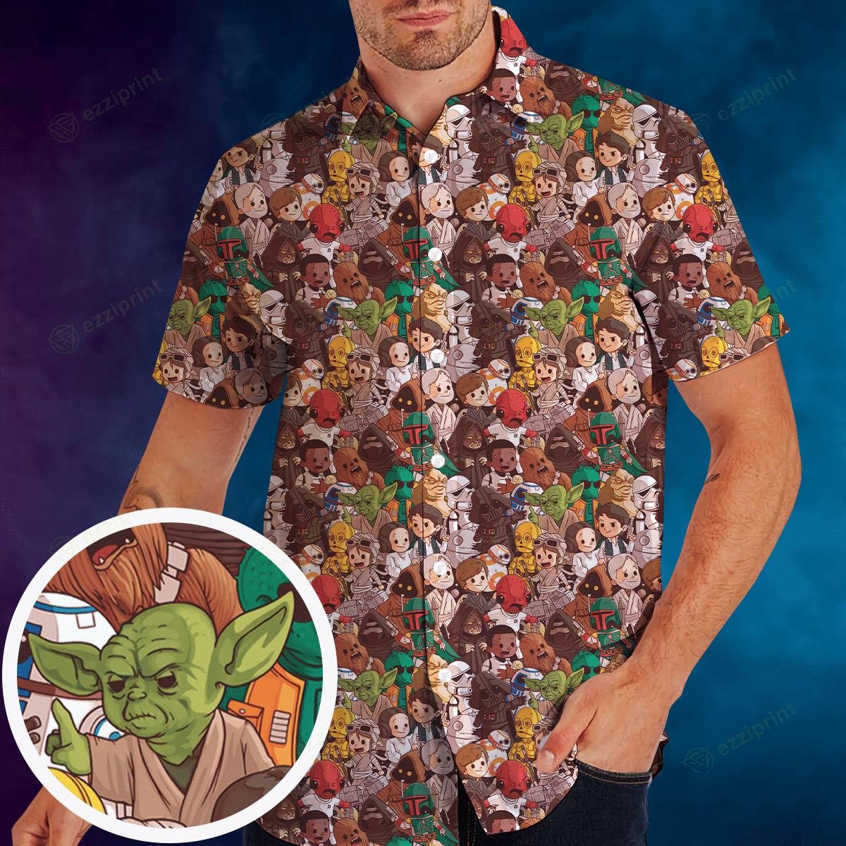 Designer × The Unbranded Brand Chibi Star Wars Characters Pattern Button Down Shirt Size US L / EU 52-54 / 3 - 2 Thumbnail