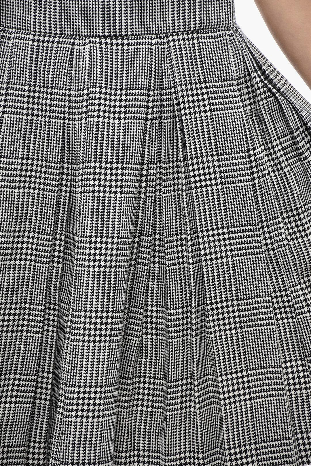 Balmain og1mm0326 Pleated Virgin Wool-Blend Mini Skirt White/Black Size 40" / US 18 - 3 Thumbnail