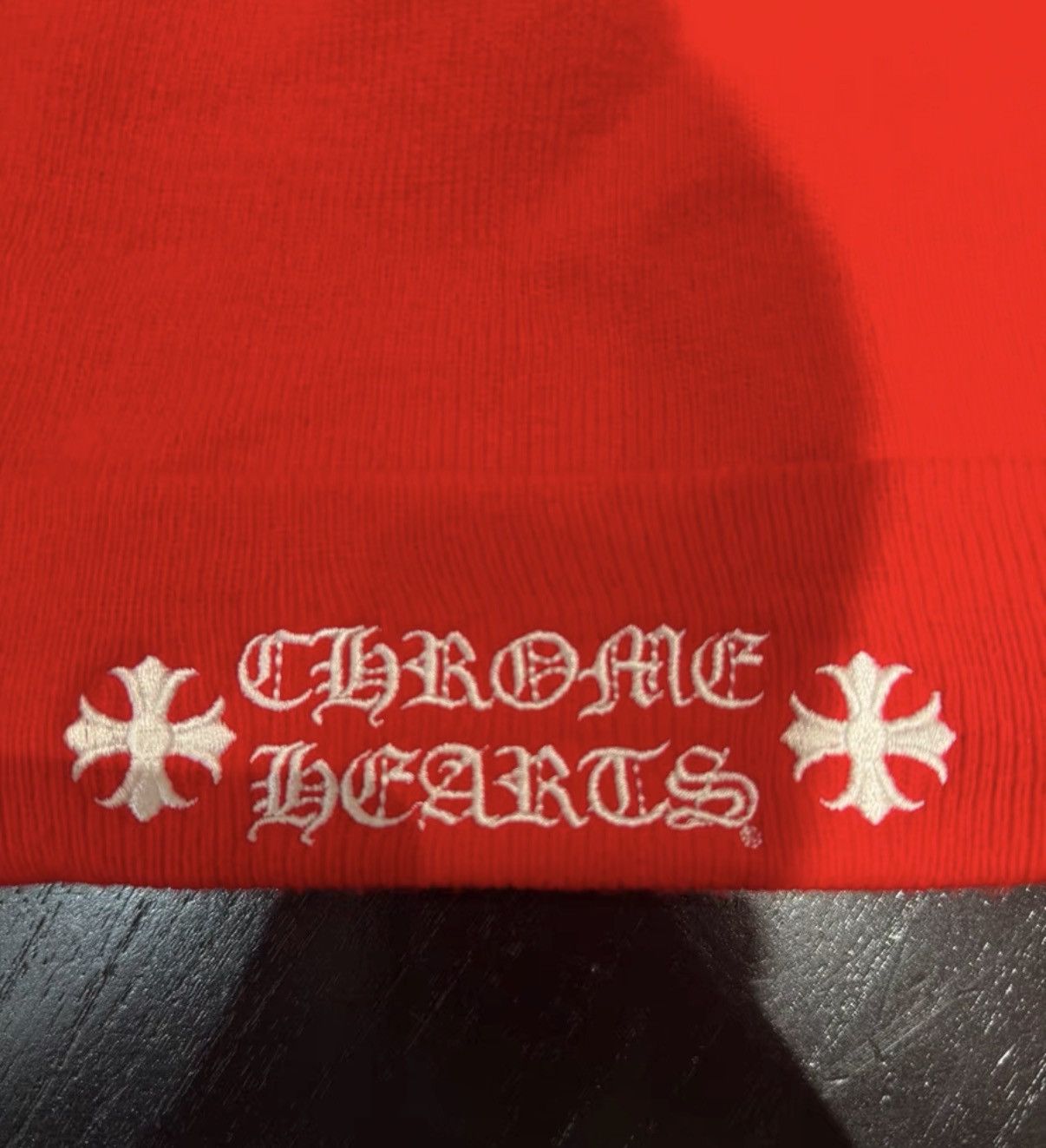 Chrome Hearts Chrome Hearts Red Knitted Pom Pom Beanie Unisex Size ONE SIZE - 3 Thumbnail