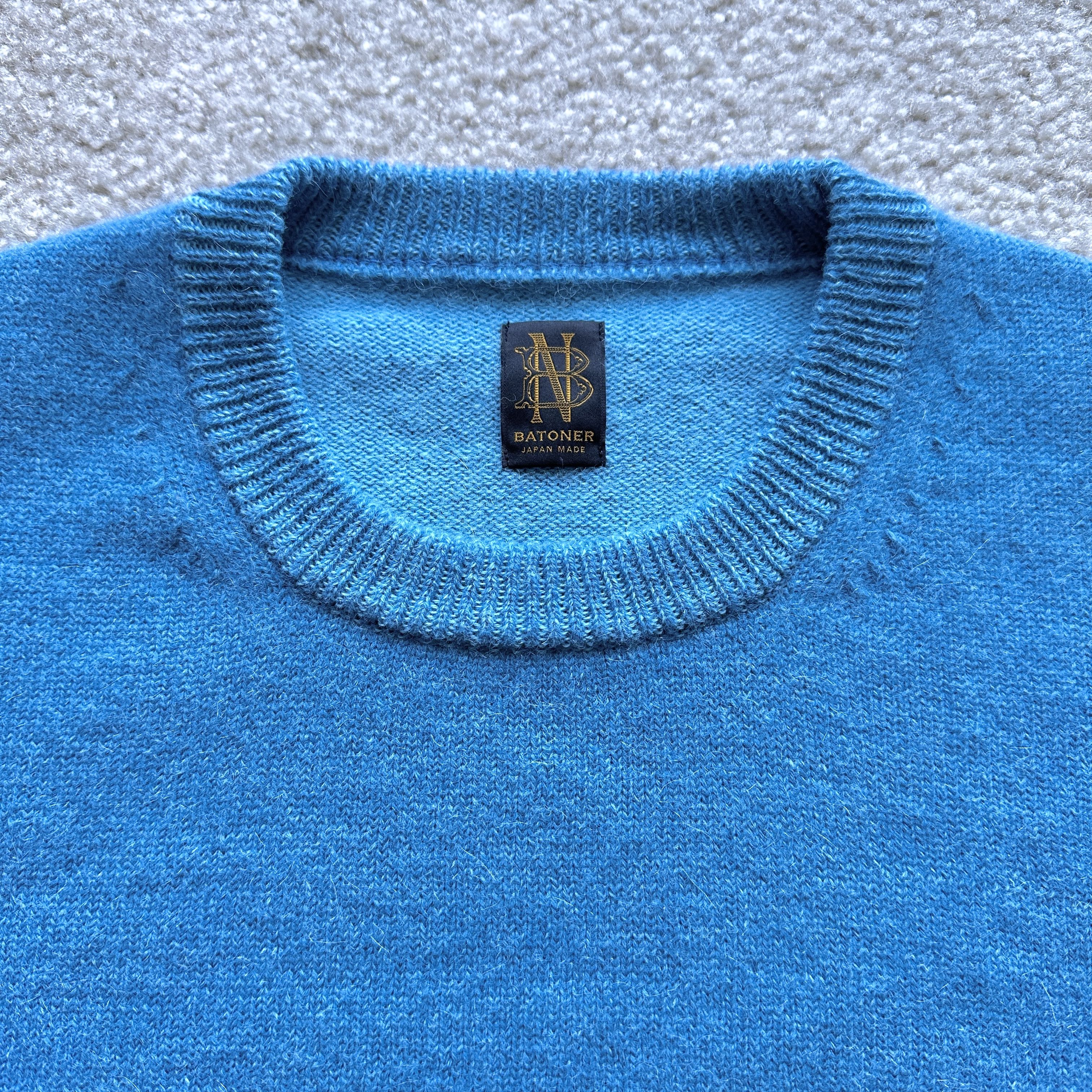 Batoner Batoner Baby Alpaca Blue Crew Neck Knit Sweater Size US L / EU 52-54 / 3 - 4 Thumbnail