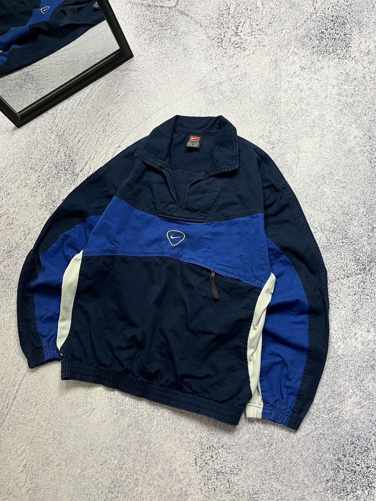 Nike × Vintage Nike Vintage Center Swoosh Drill Anorak Cotton Jacket 90’s Size US S / EU 44-46 / 1 - 3 Thumbnail