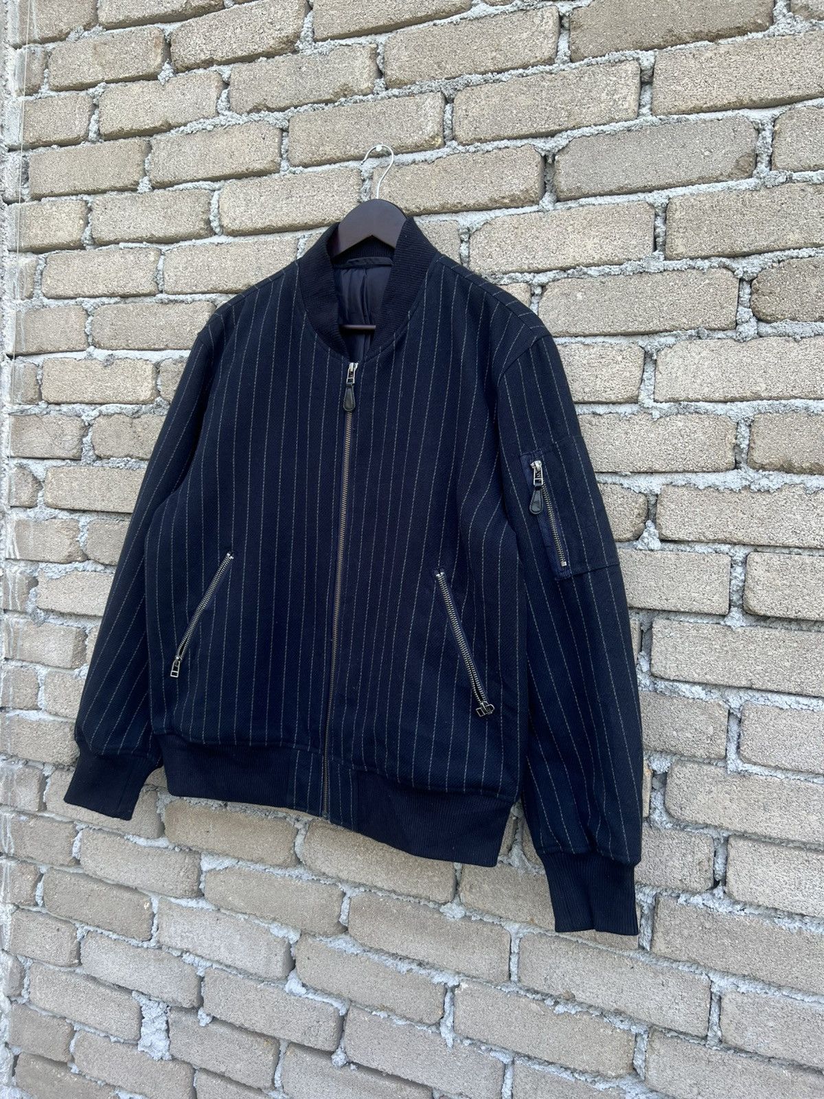 Japanese Brand Japanese Wool Stripe Bomber Style Jacket Size US L / EU 52-54 / 3 - 4 Thumbnail