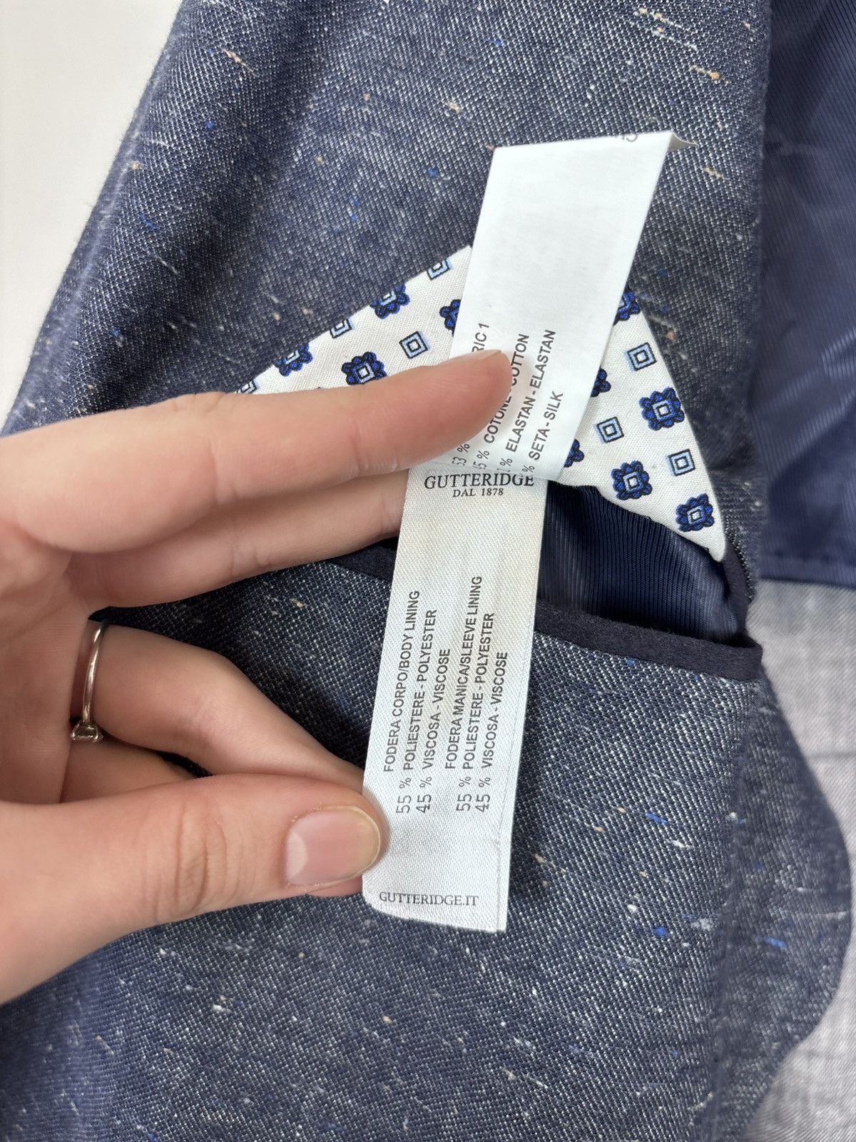 Other Gutteridge Men’s Blue Cotton Linen Silk Blazer Jacket Coat Size 42R - 21 Thumbnail