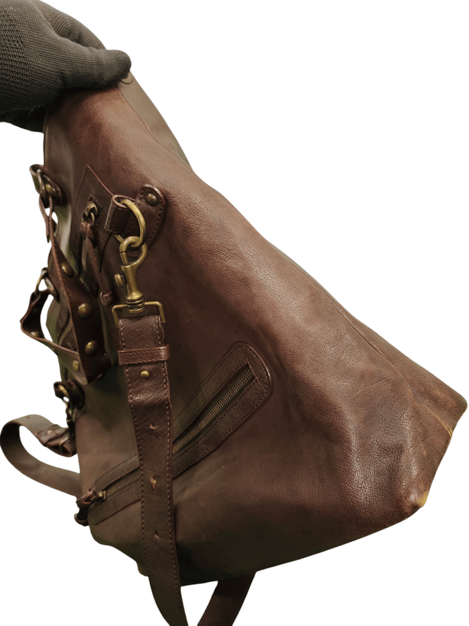 Leather Vintage Via Repubblica Italy Patina Full Leather 2 Way Bag Size ONE SIZE - 10 Thumbnail
