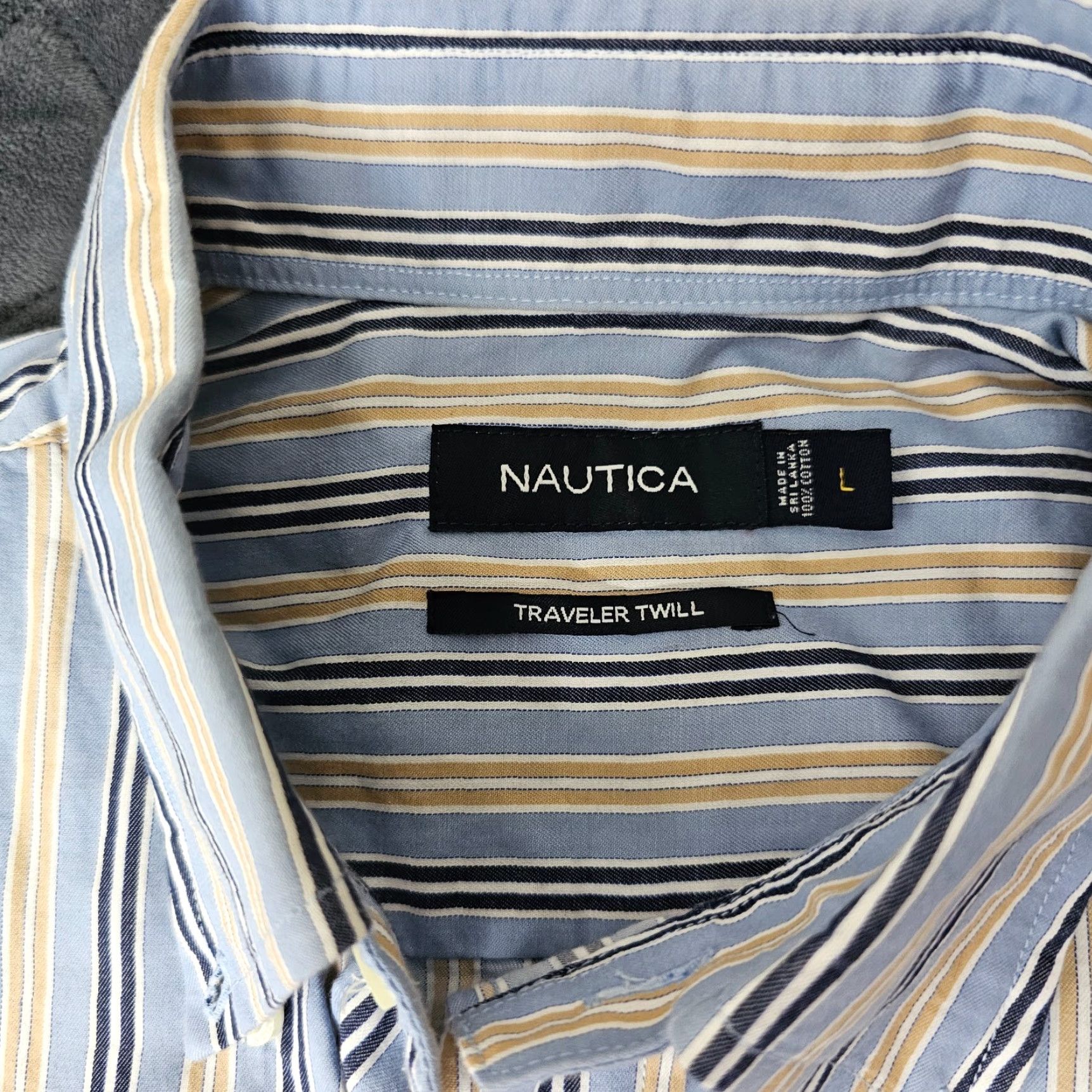 Nautica Nautica Shirt Men Large Blue Stripe Twill Cotton Button-Down Mens Size US L / EU 52-54 / 3 - 2 Thumbnail