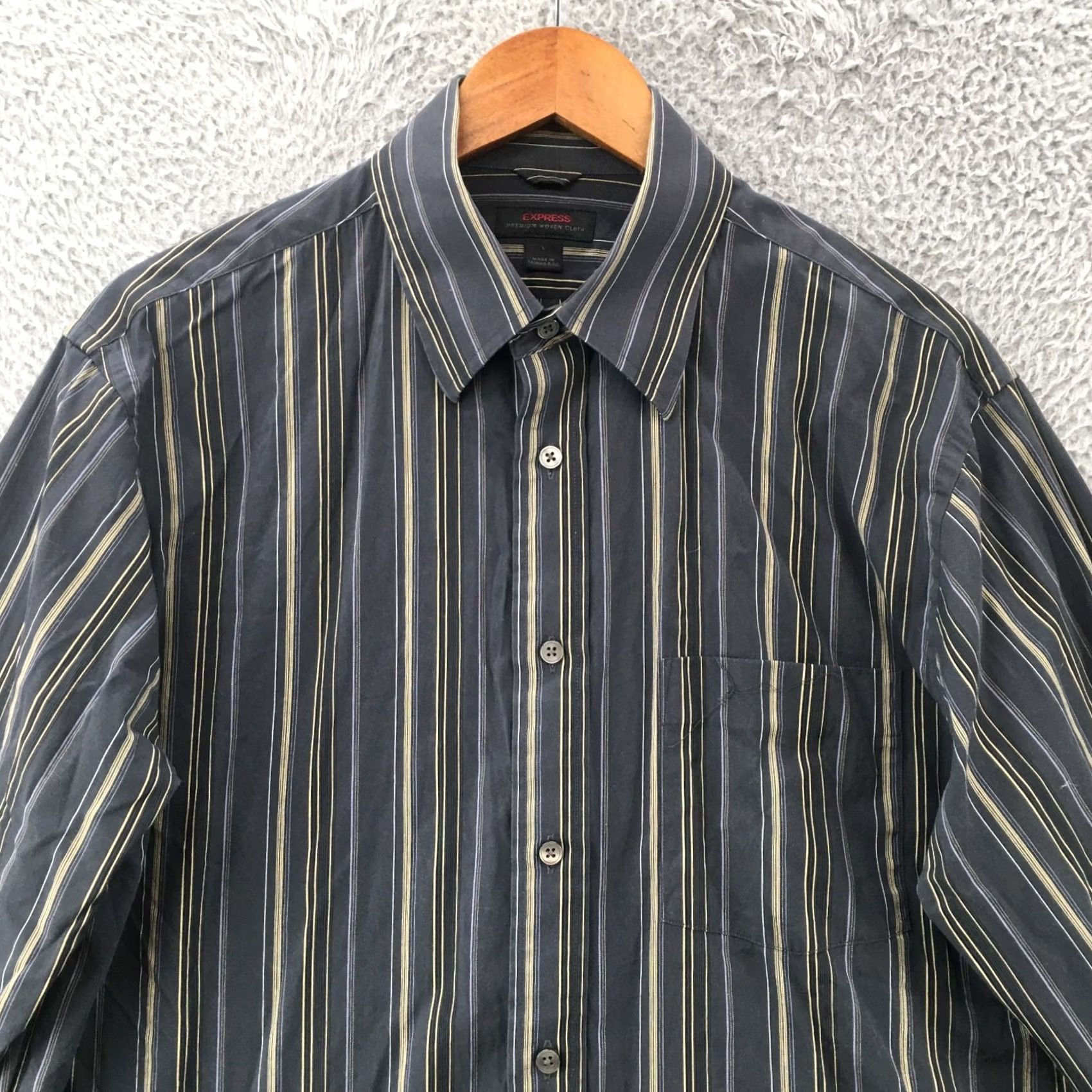 Express Premium Woven Button Up Shirt Mens Large Blue Striped Cotton Long Sleeve Classic Casual Size L / US 10 / IT 46 - 2 Thumbnail