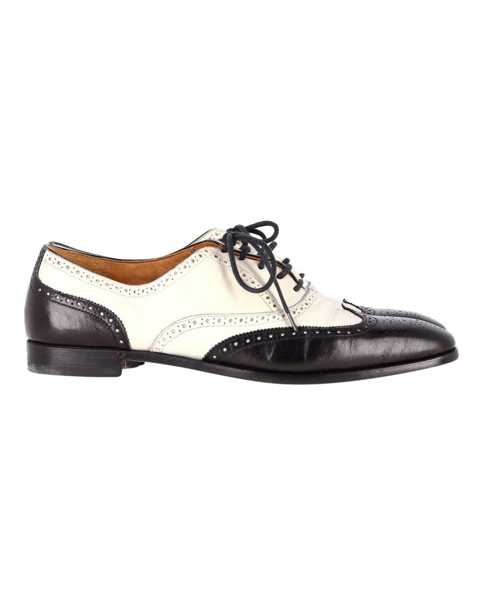 image of Ralph Lauren Stylish Leather Brogues With Brogue Details And Lace-Ups Shoes in White, Women's (Size