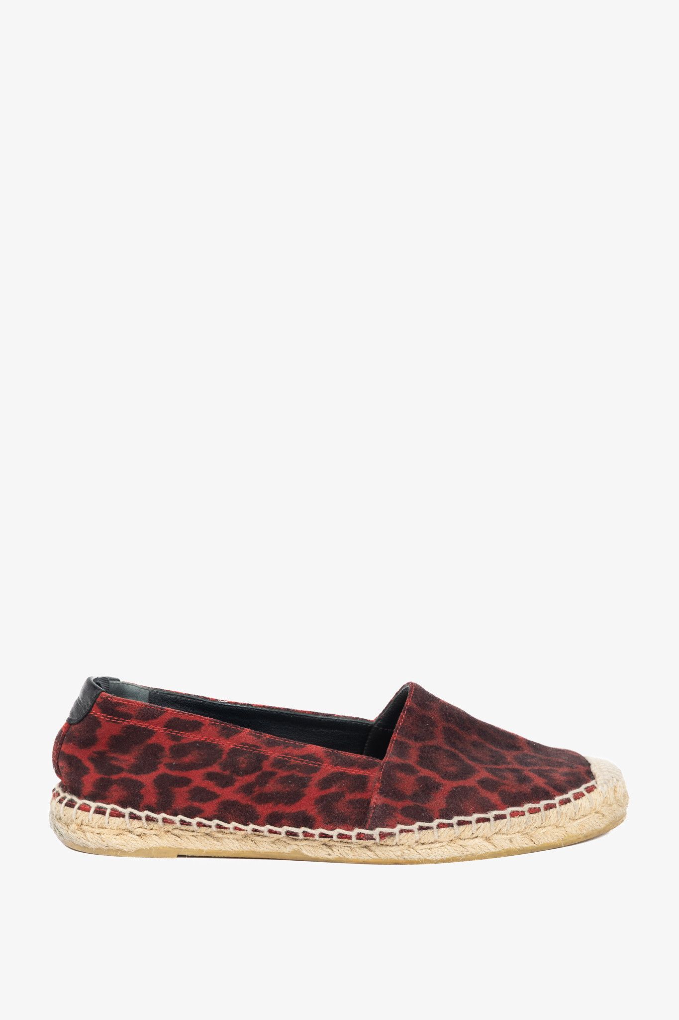 Saint Laurent Paris Saint Laurent Red Leopard Suede Flat Espadrilles Size US 4 / IT 34 - 1 Thumbnail