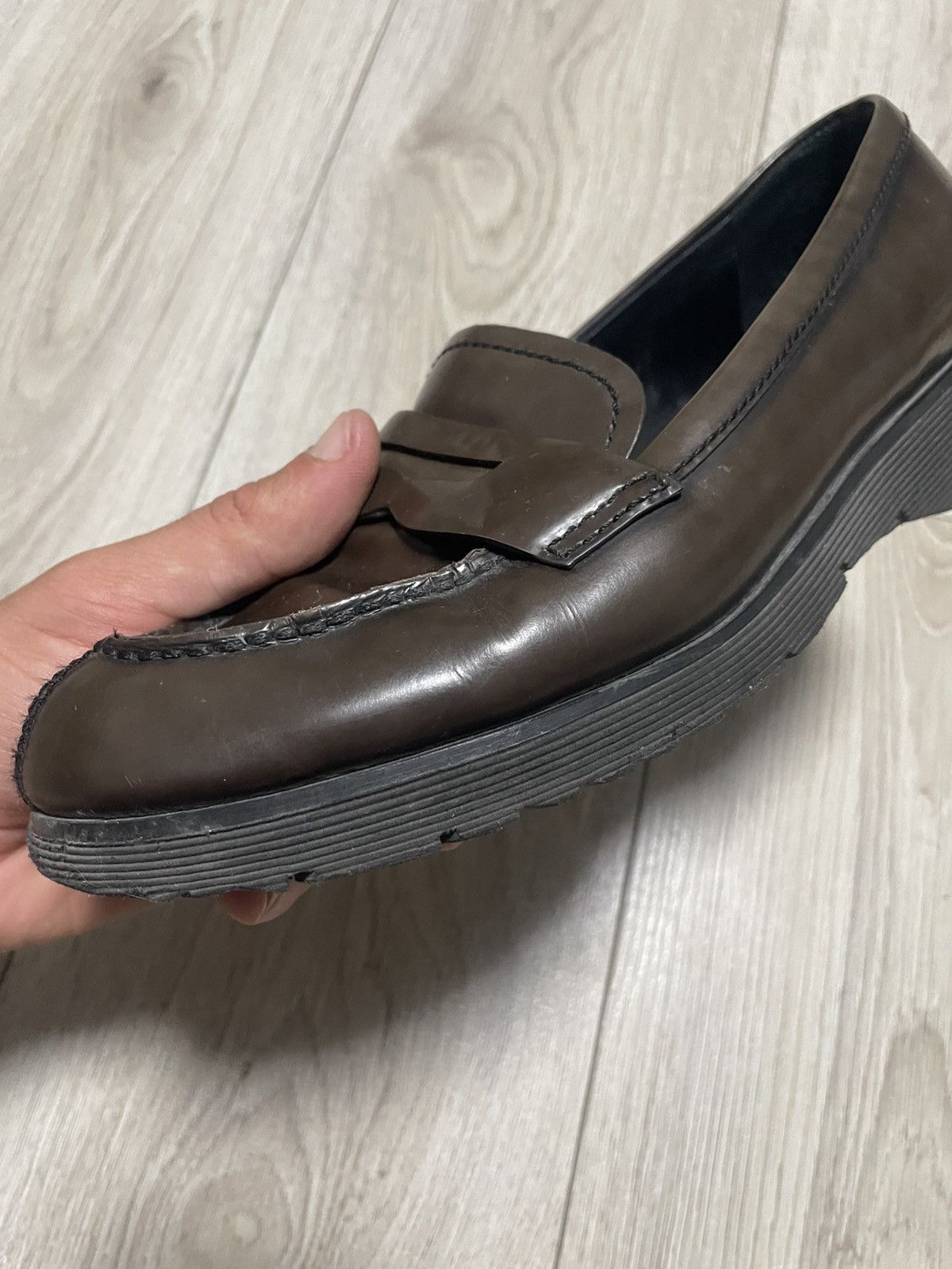 Prada × Vintage Vintage 00s Prada Spazzolato Leather Penny Loafer 3d5575 Size US 8 / IT 38 - 17 Thumbnail