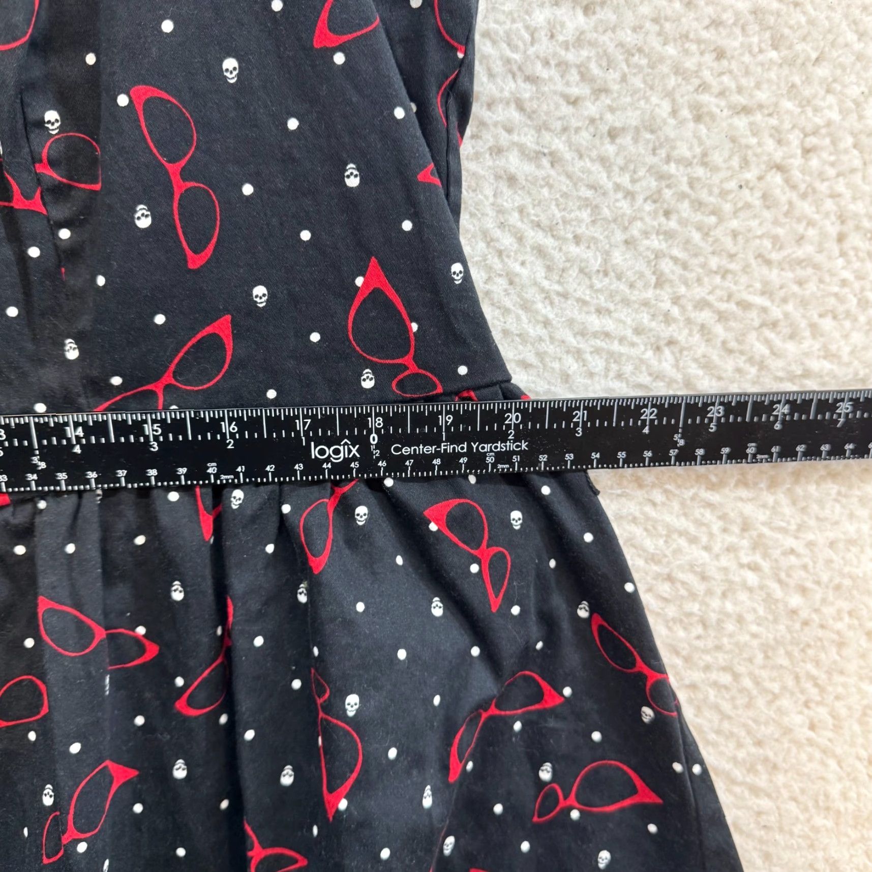 Vintage VINTAGE Y2K Midi Dress 18 XL Black Skull Polka Dot Goth Teacher Rockabilly Retro Dress Size XXL / US 16-18 / IT 52-54 - 7 Thumbnail
